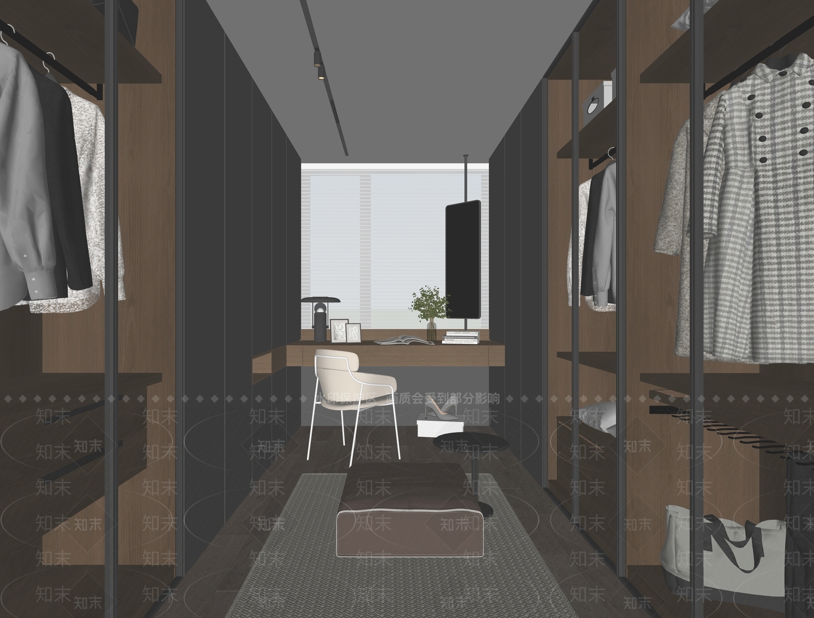 现代家居衣帽间SU模型下载【ID:1156611778】