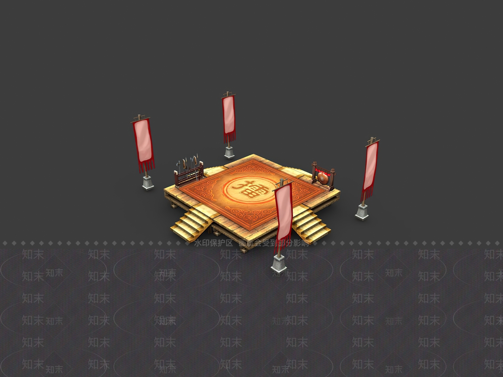 中式卡通擂台SU模型下载【ID:1156615682】