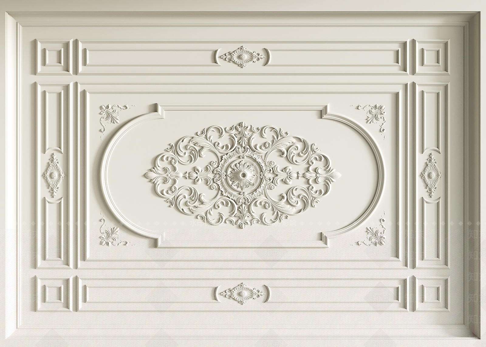 欧式古典线条天花吊顶3D模型下载【ID:1156616037】