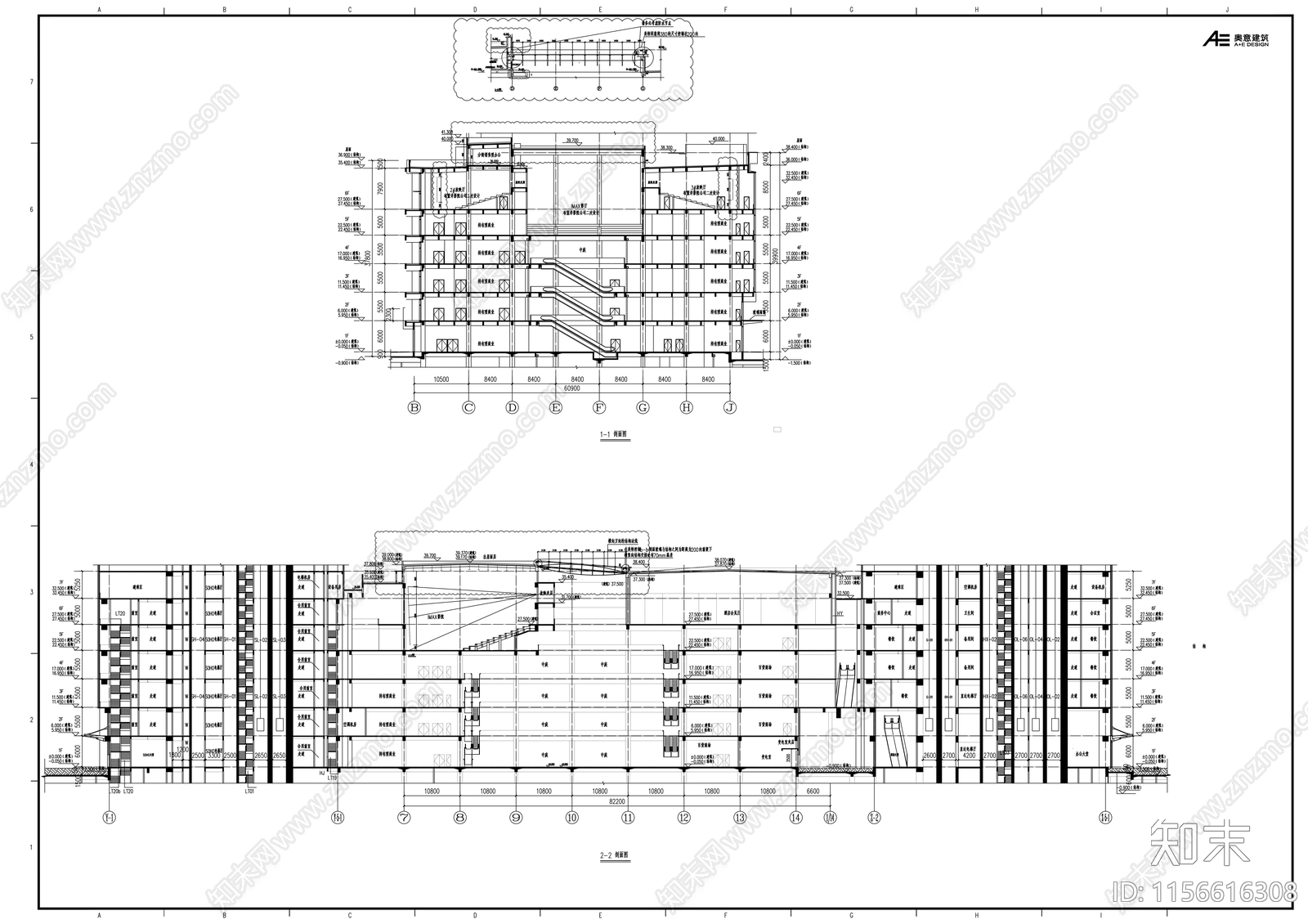 250米玻璃幕墙双塔商业办公综合体建筑cad施工图下载【ID:1156616308】