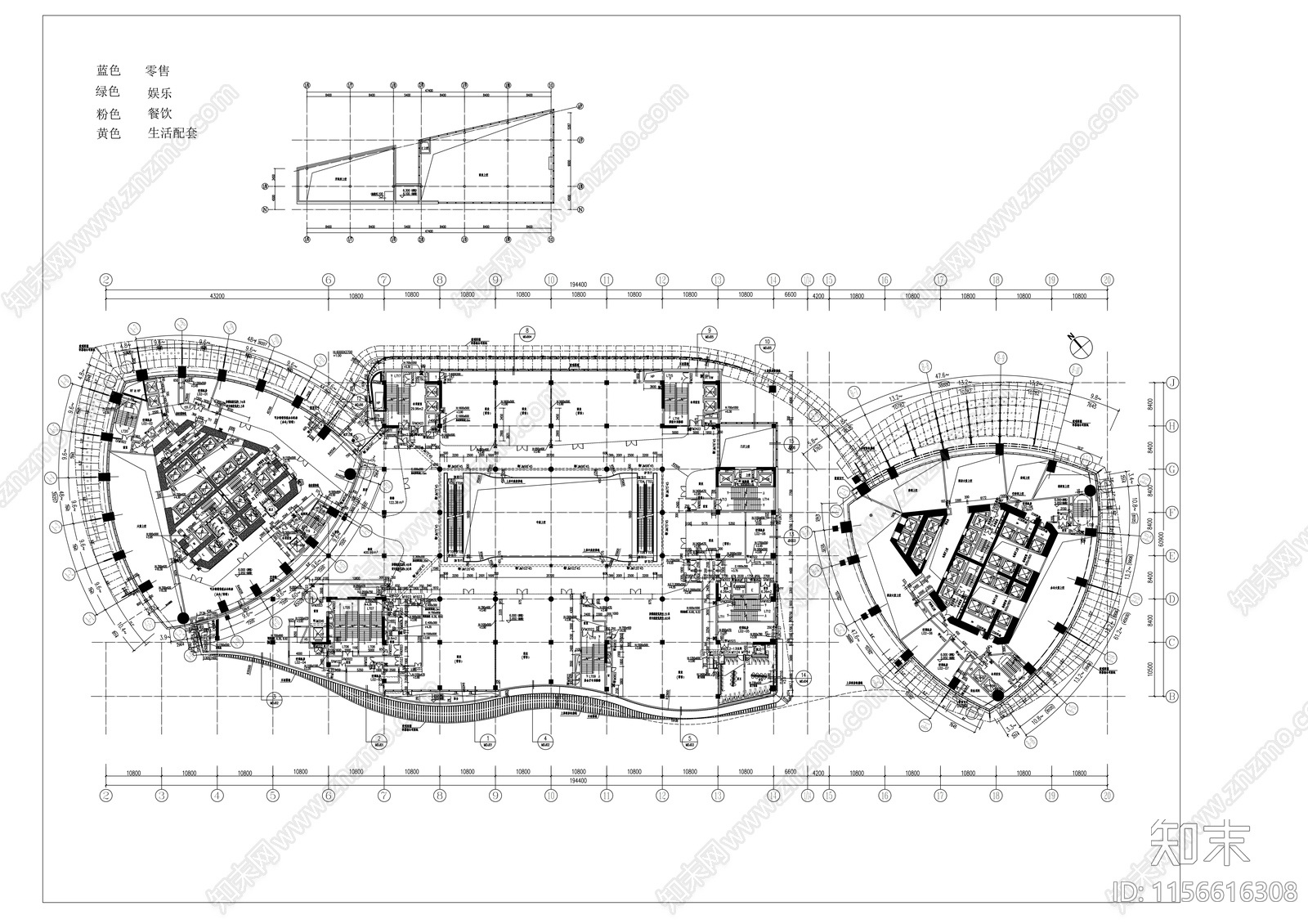 250米玻璃幕墙双塔商业办公综合体建筑cad施工图下载【ID:1156616308】