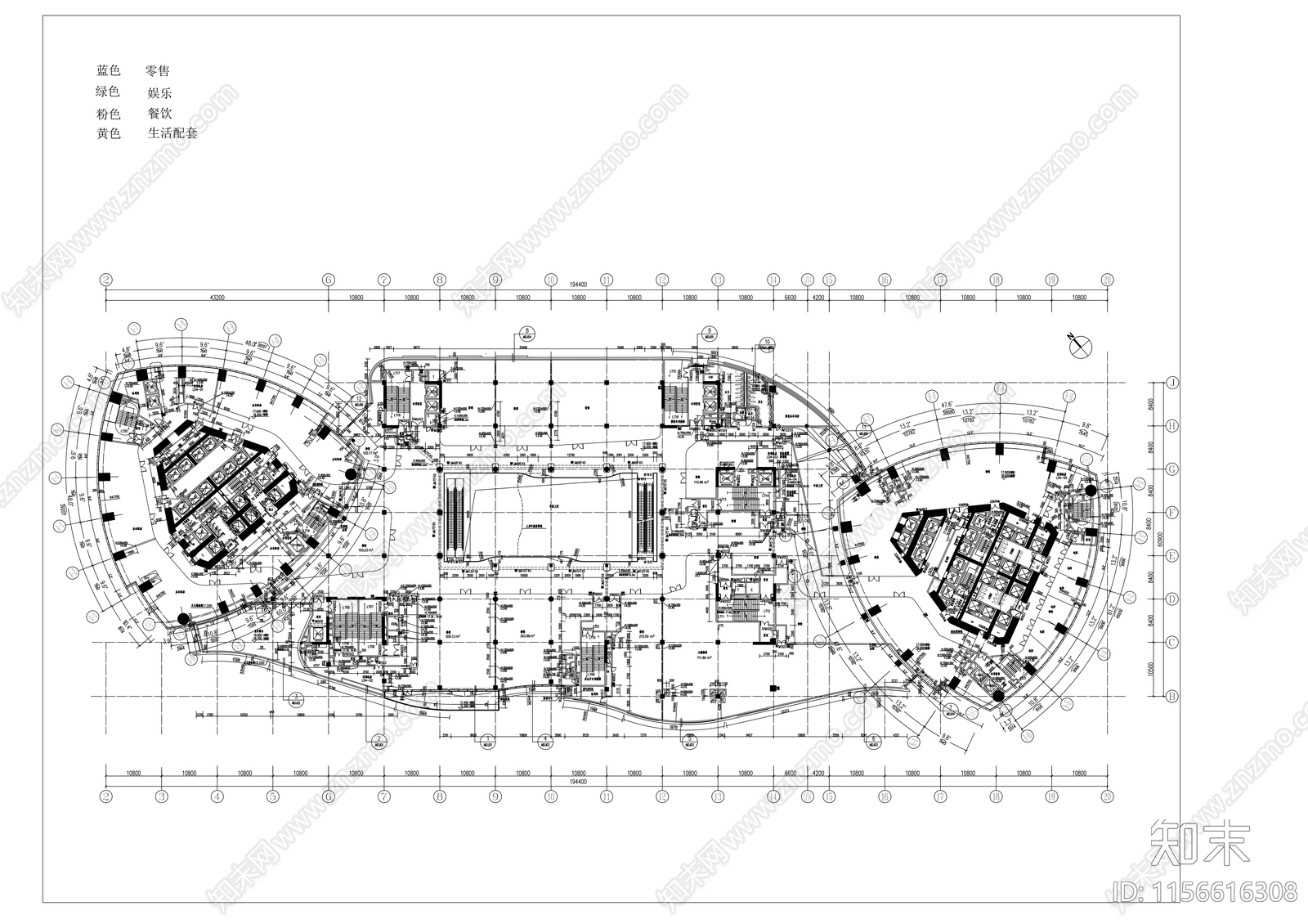 250米玻璃幕墙双塔商业办公综合体建筑cad施工图下载【ID:1156616308】