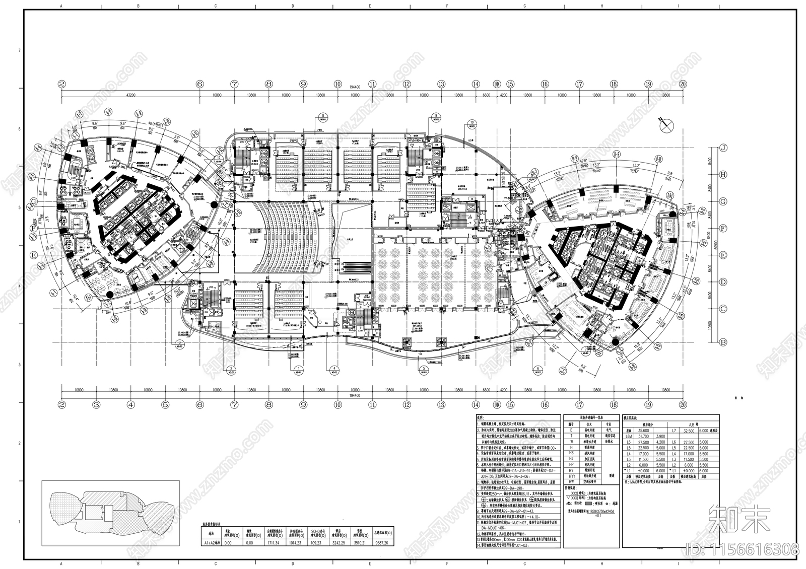 250米玻璃幕墙双塔商业办公综合体建筑cad施工图下载【ID:1156616308】