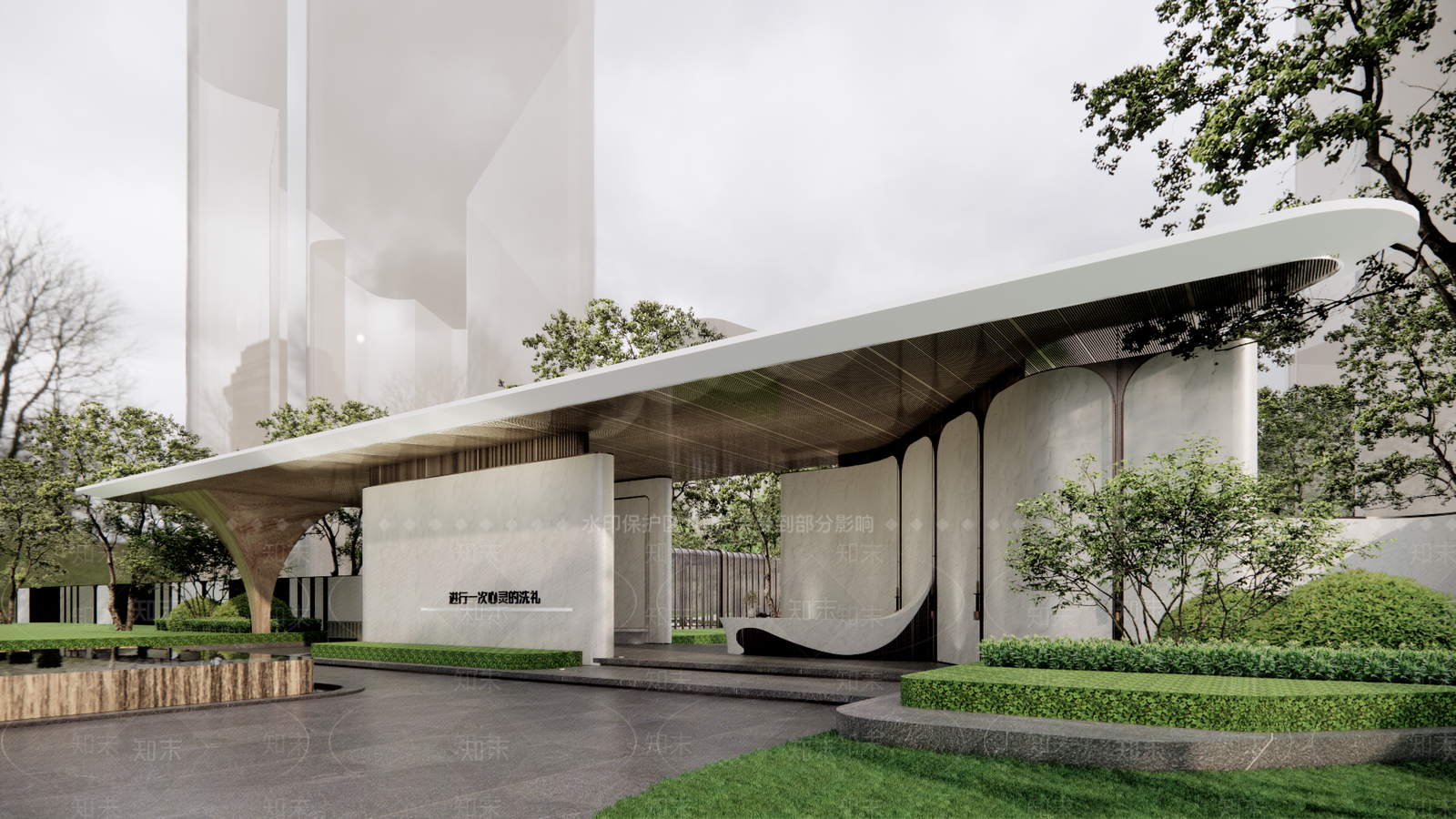 现代住宅入口大门SU模型下载【ID:1156713751】