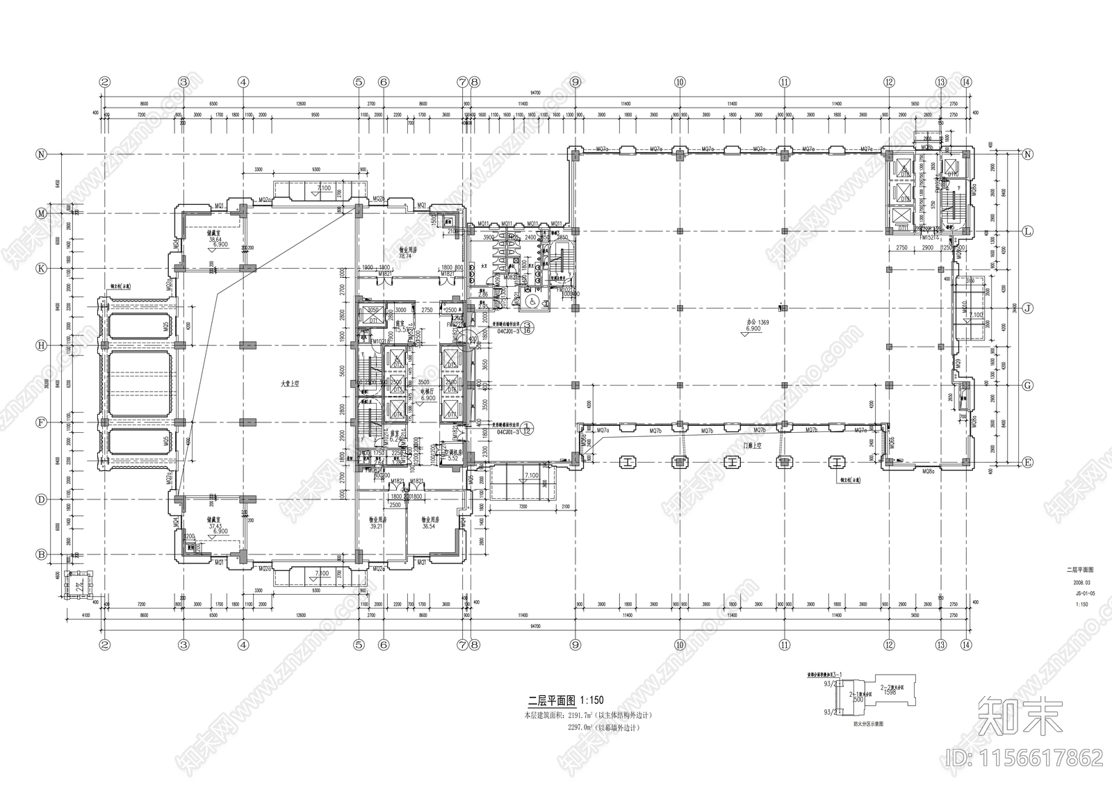 二十五层办公综合体建筑cad施工图下载【ID:1156617862】