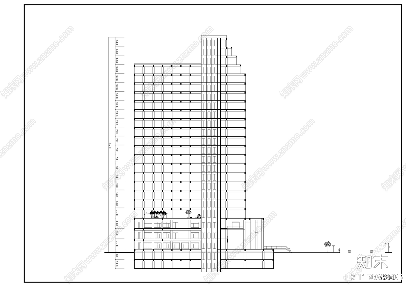 二十一层商务办公楼建筑扩初图cad施工图下载【ID:1156618305】