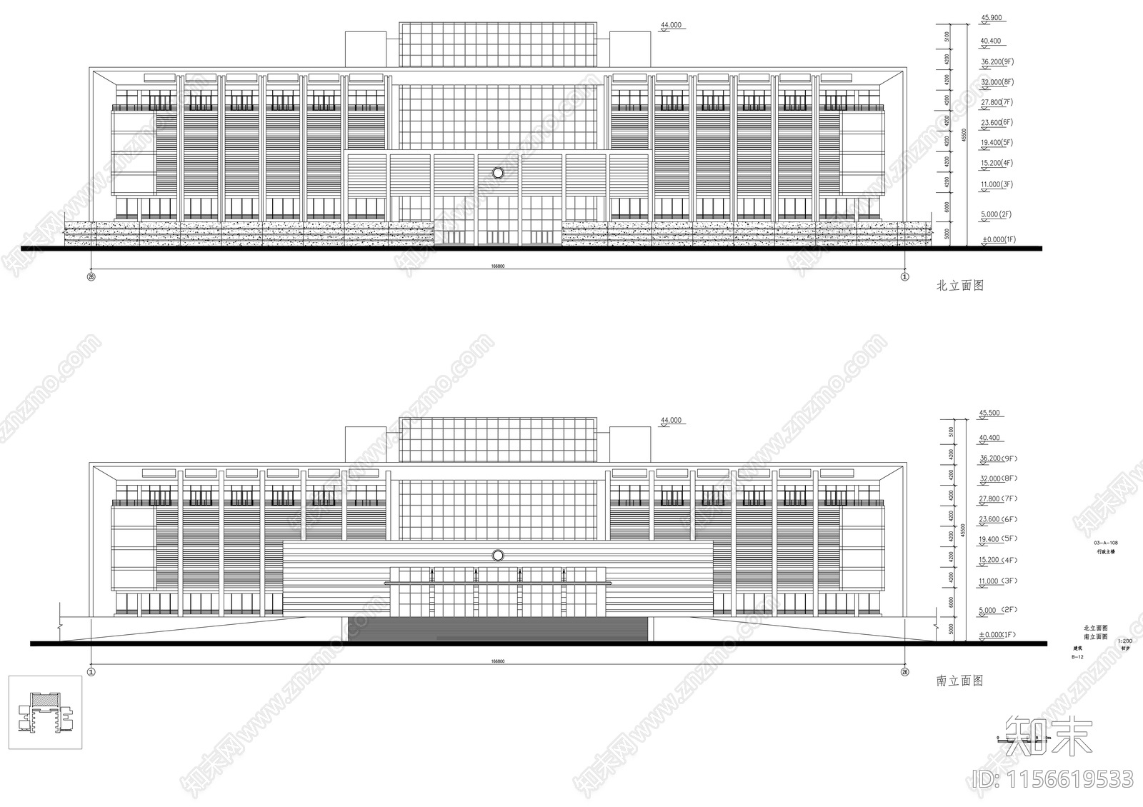 九层行政建筑方案图施工图下载【ID:1156619533】