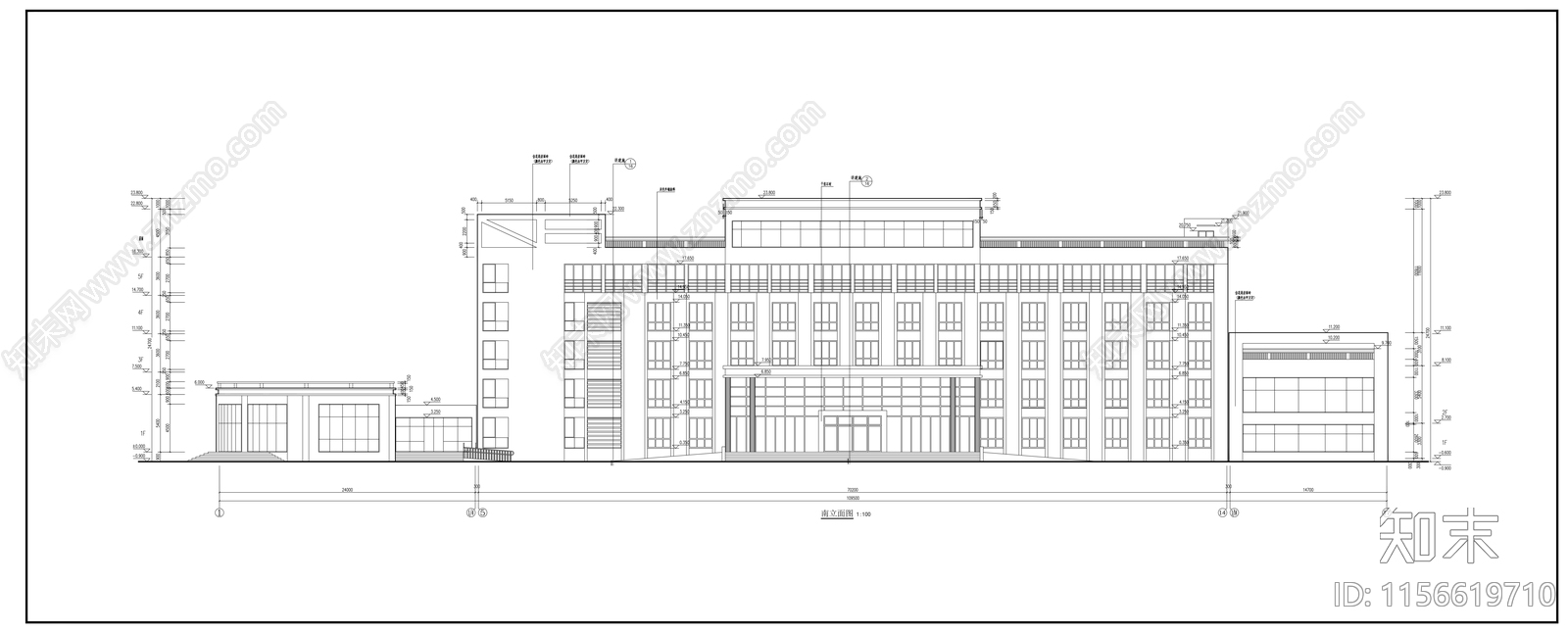 欧式六层办公楼建筑方案图cad施工图下载【ID:1156619710】