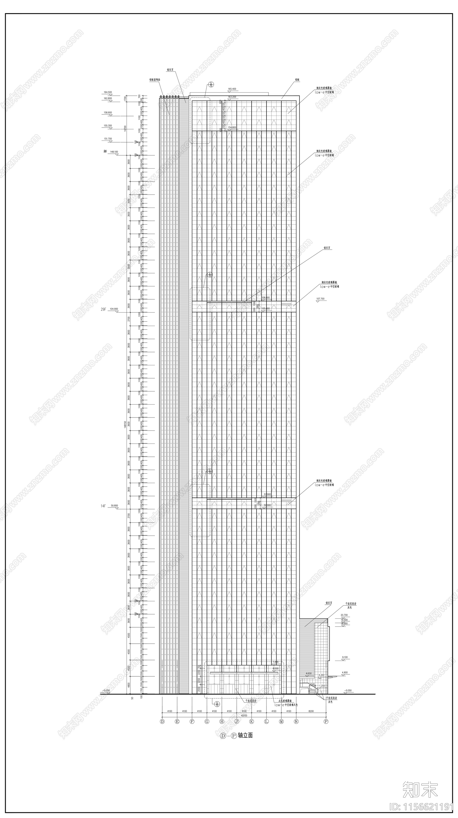 四十层超高层国际商务中心建筑cad施工图下载【ID:1156621191】