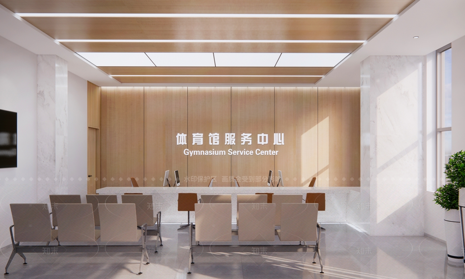 现代简约体育馆大厅SU模型下载【ID:1156621609】