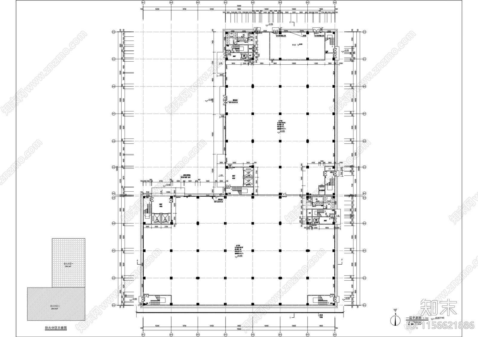 技术产业园厂房工程cad施工图下载【ID:1156621886】