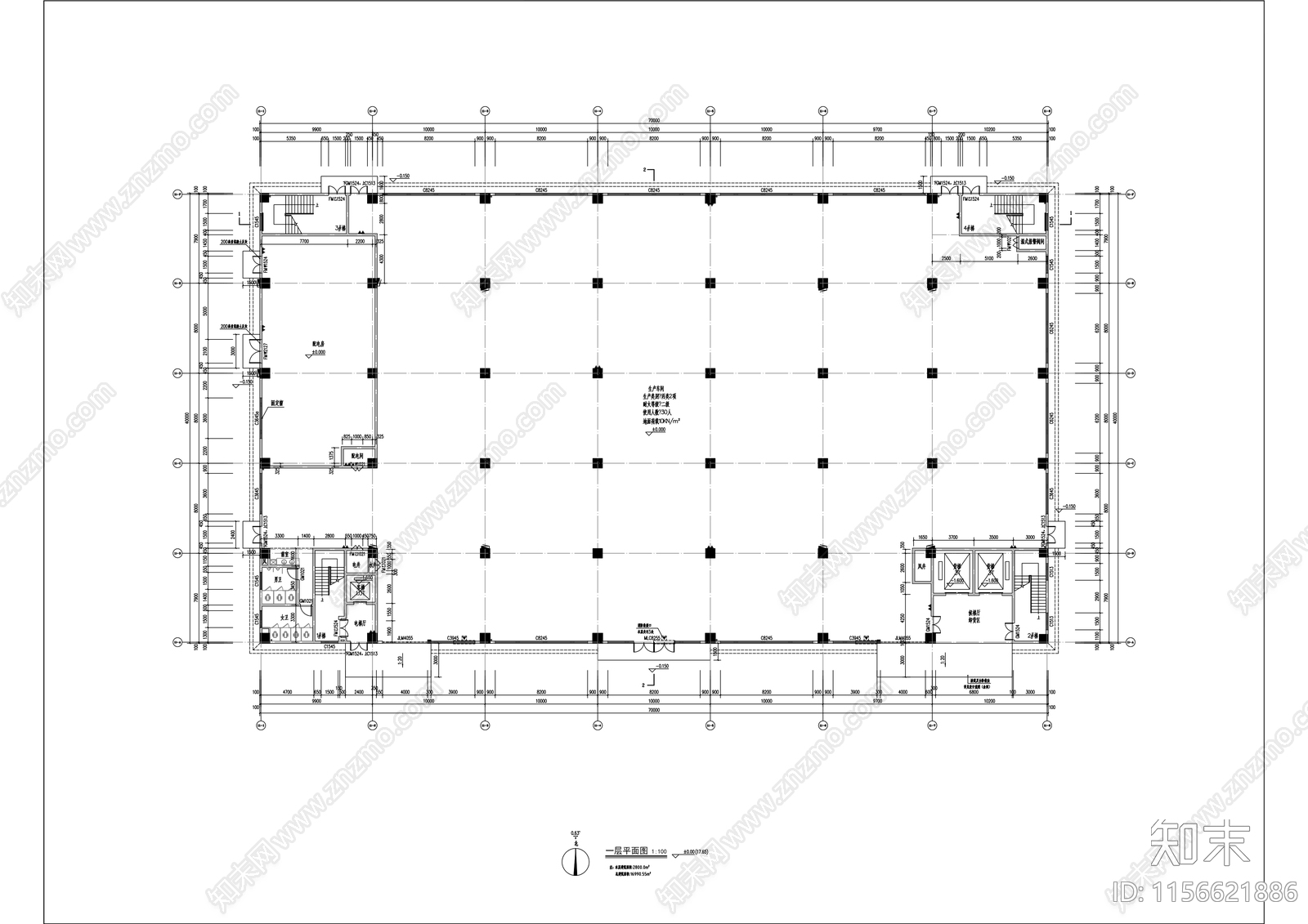 技术产业园厂房工程cad施工图下载【ID:1156621886】