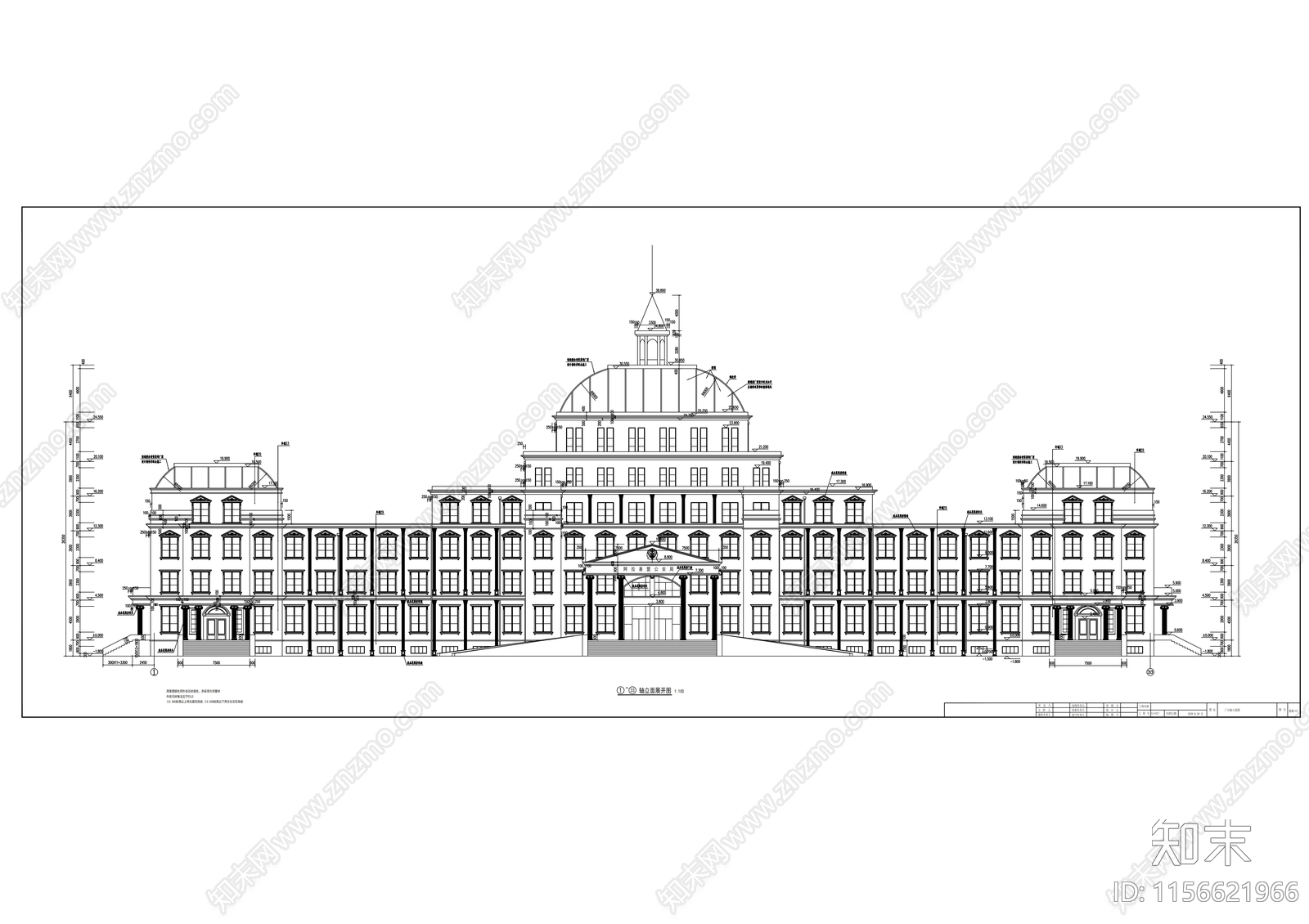 指挥中心办公大楼建筑cad施工图下载【ID:1156621966】