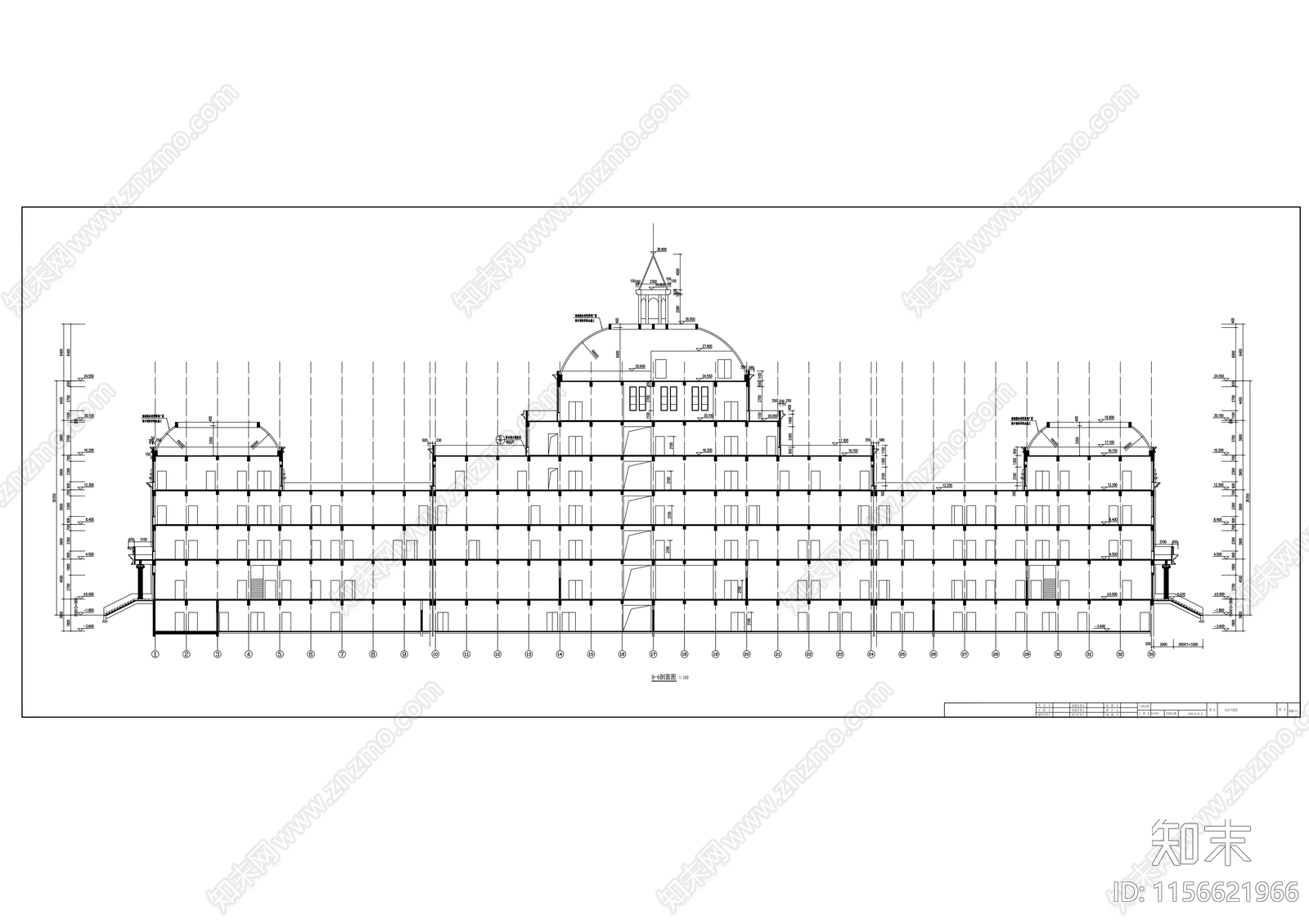 指挥中心办公大楼建筑cad施工图下载【ID:1156621966】