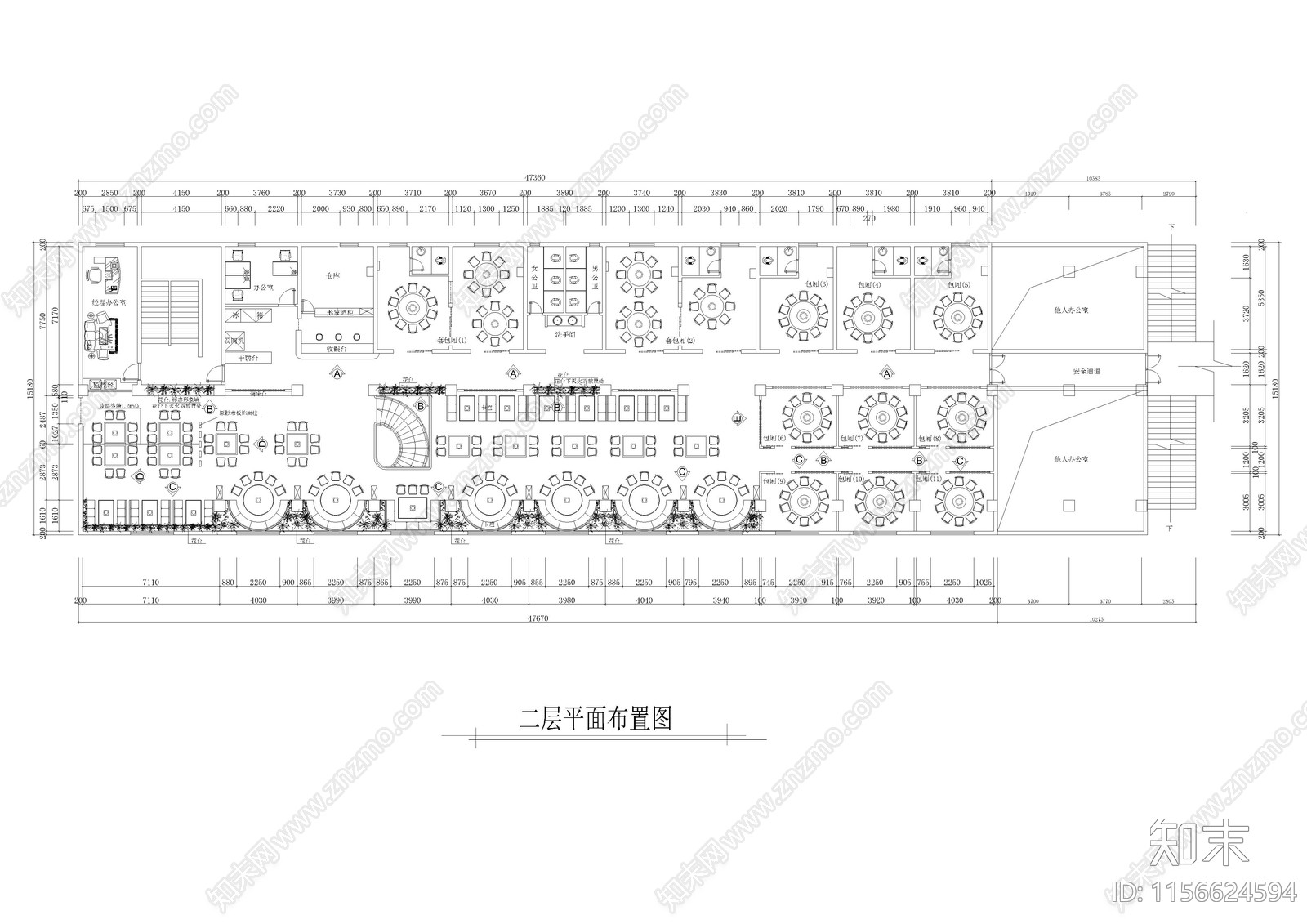 1450㎡餐厅cad施工图下载【ID:1156624594】