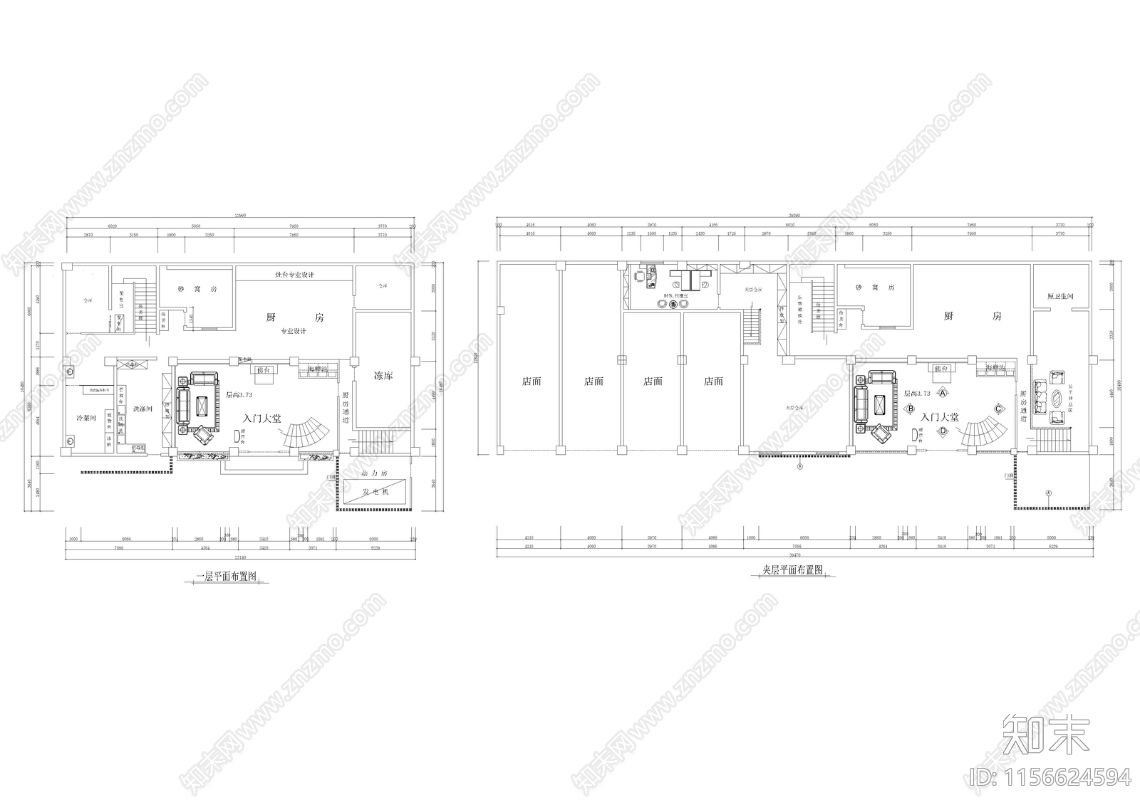 1450㎡餐厅cad施工图下载【ID:1156624594】