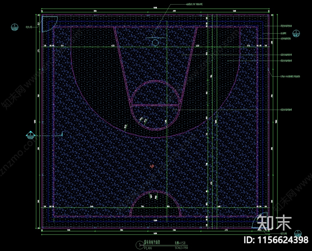 篮球场cad施工图下载【ID:1156624398】