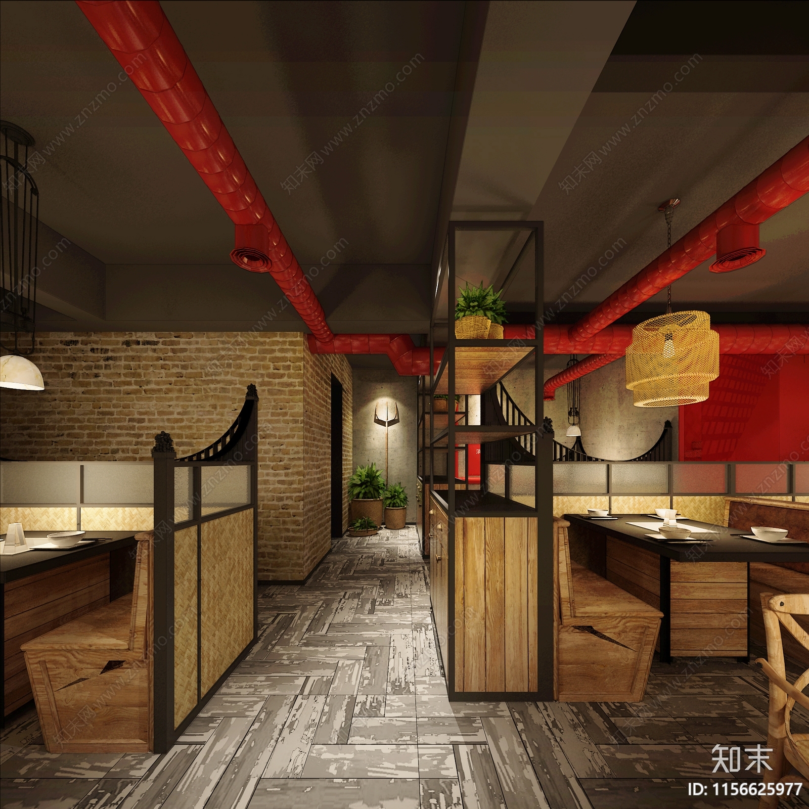 工业风火锅店3D模型下载【ID:1156625977】