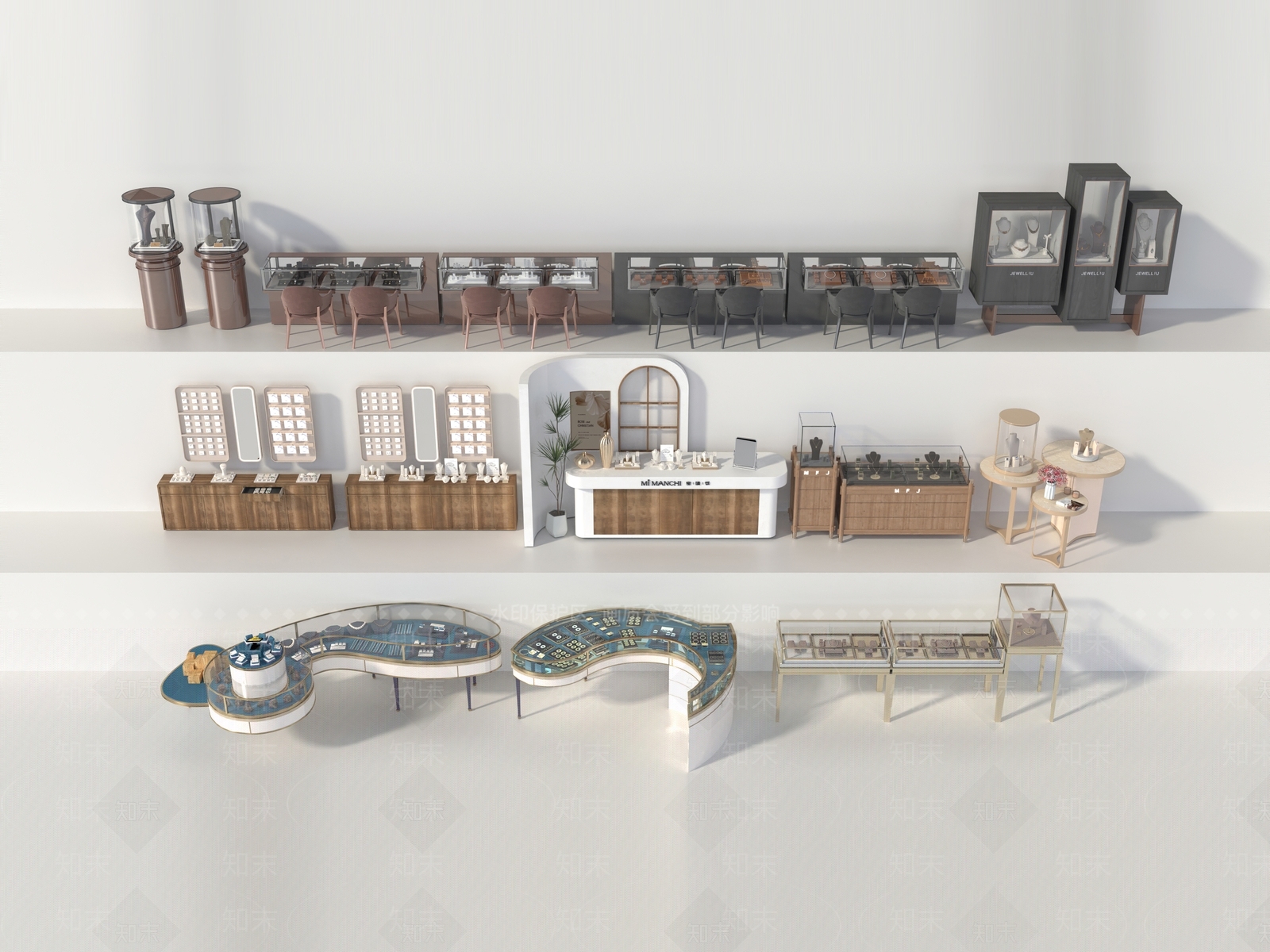 现代珠宝店展示柜3D模型下载【ID:1156630376】