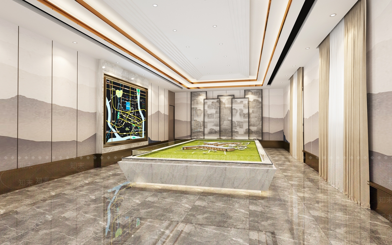 现代沙盘展厅3D模型下载【ID:1156632586】