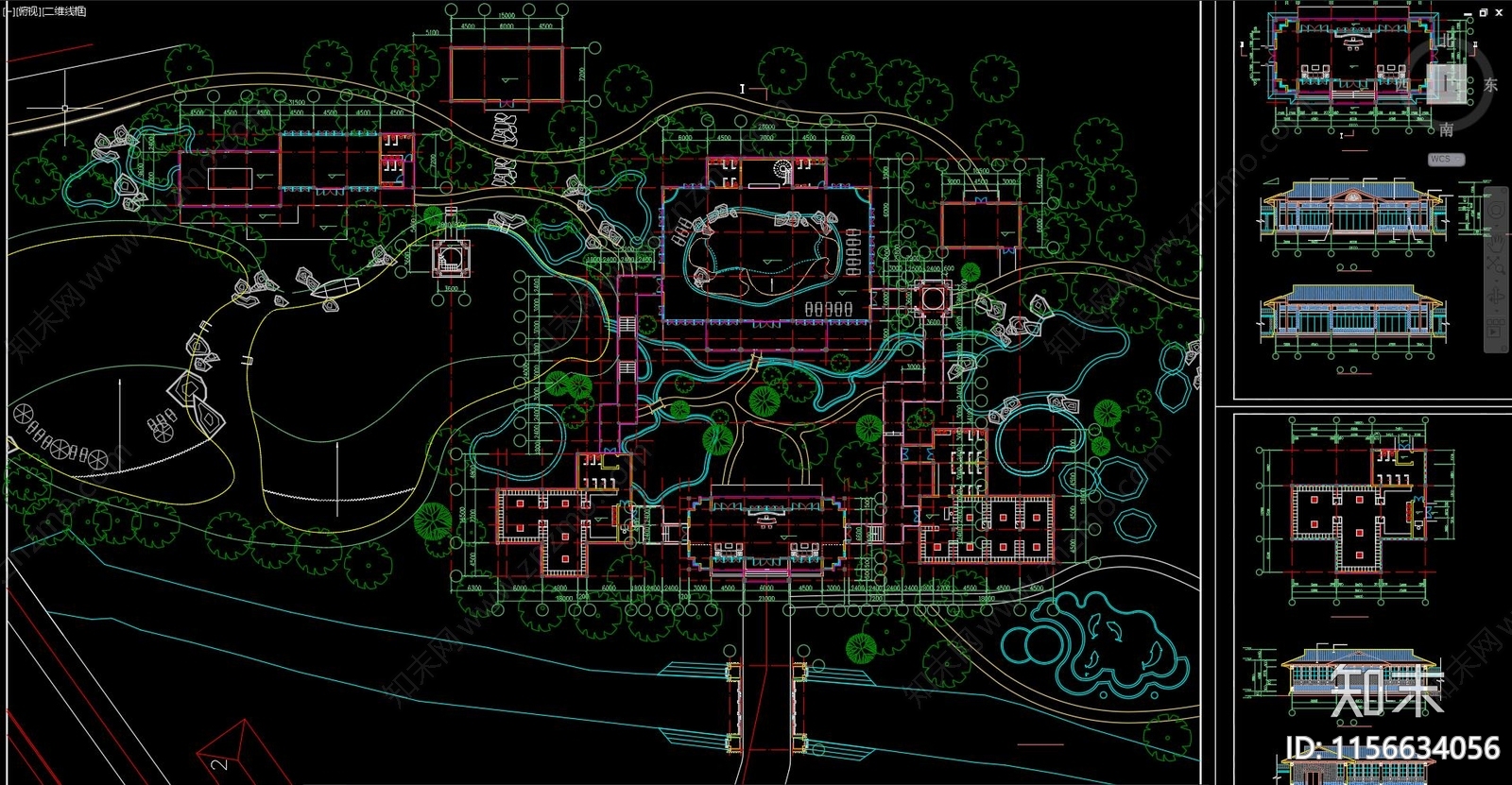 中式温泉浴场古建筑cad施工图下载【ID:1156634056】