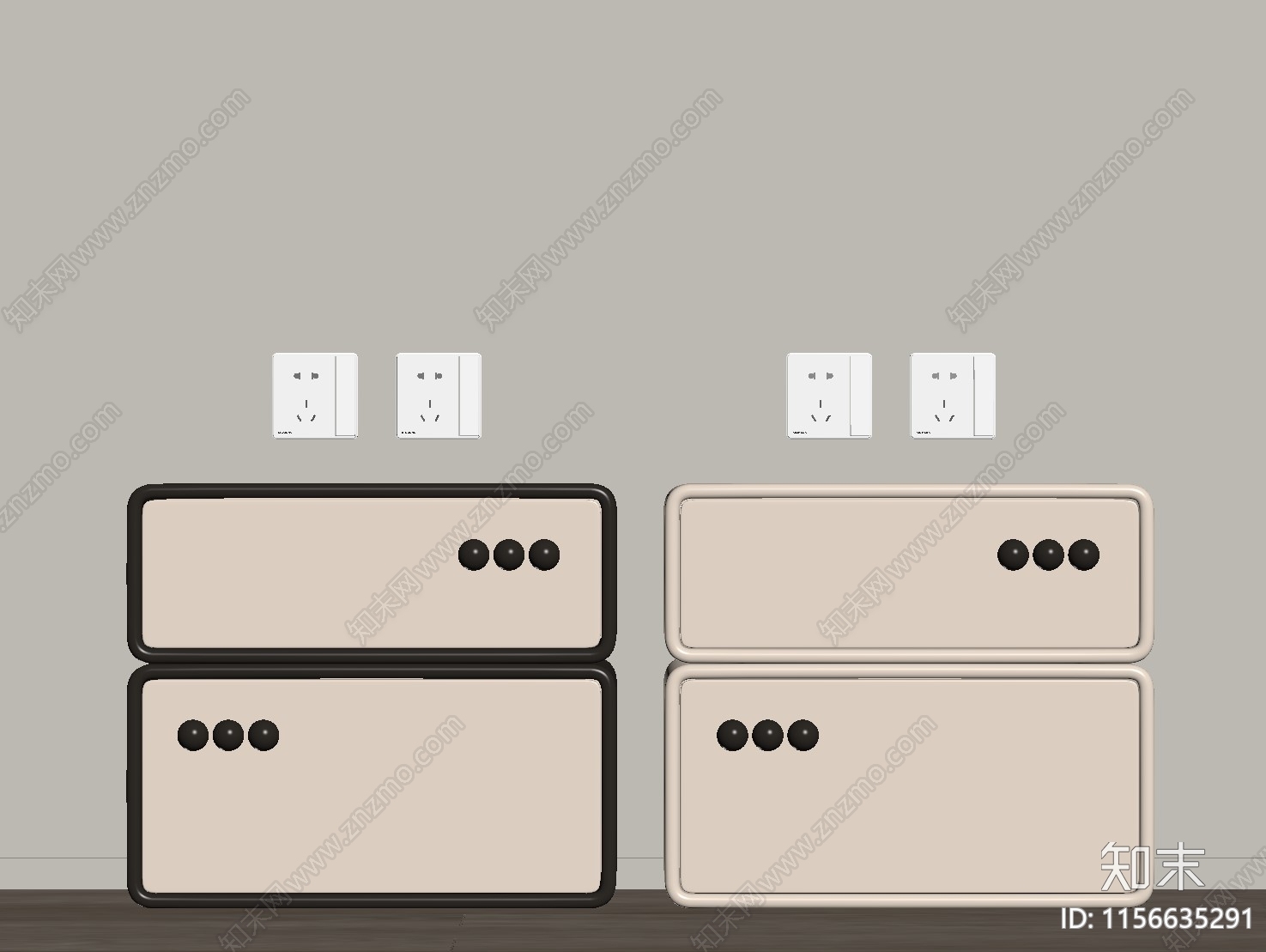 现代奶油风床头柜SU模型下载【ID:1156635291】