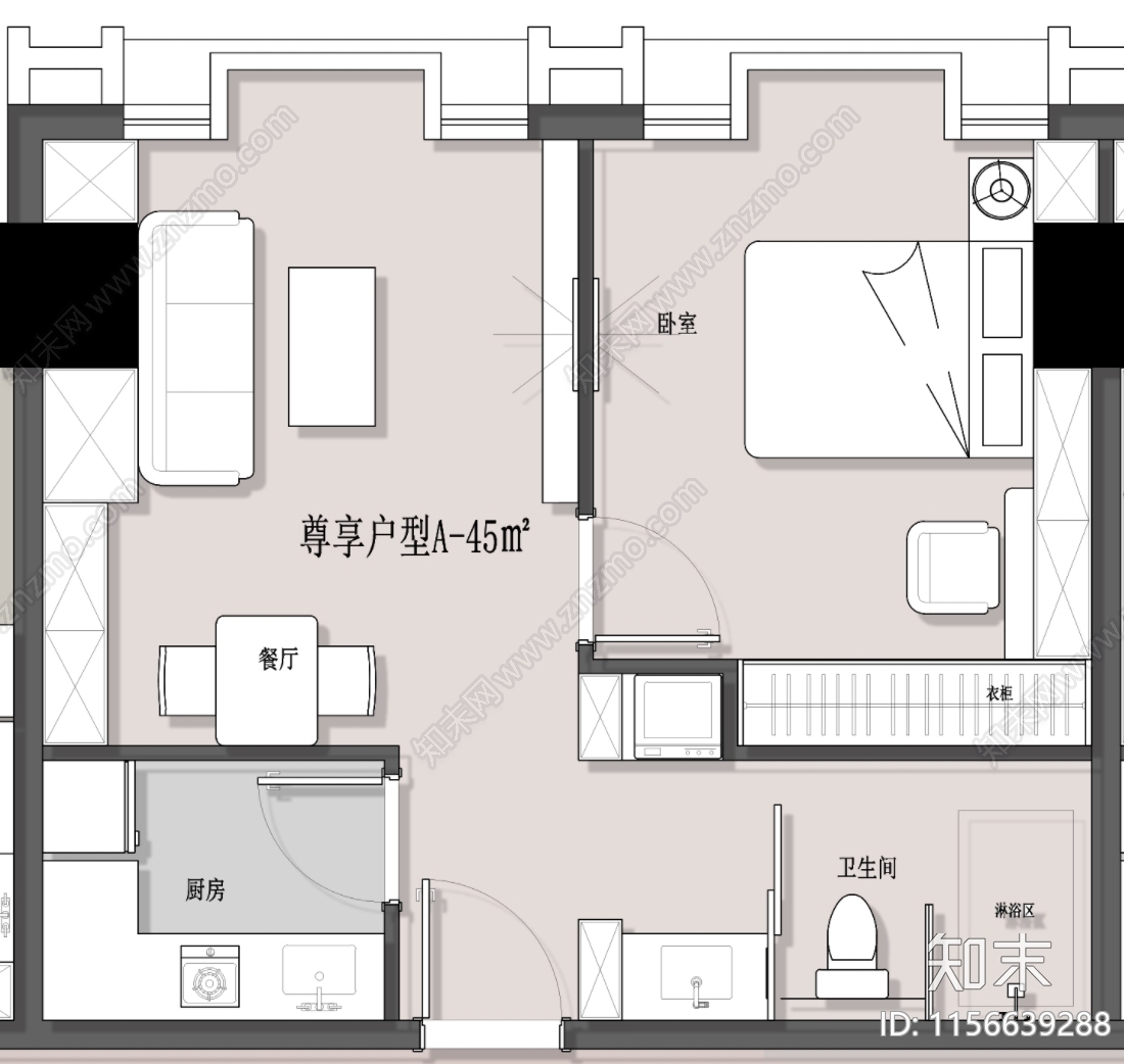 现代人才公寓平面方案施工图下载【ID:1156639288】