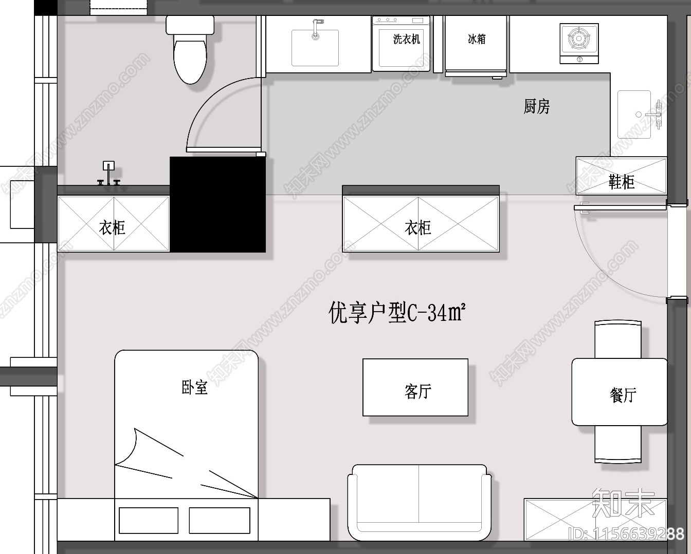 现代人才公寓平面方案施工图下载【ID:1156639288】