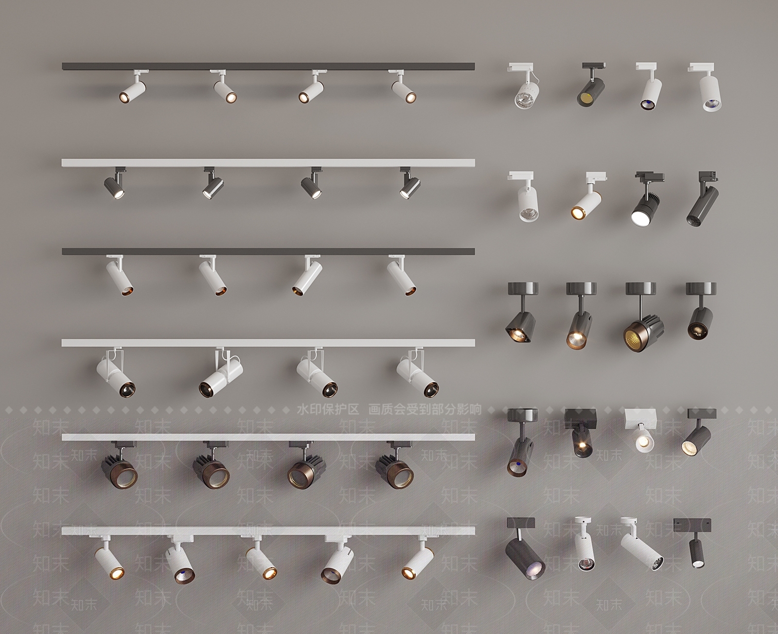 现代轨道射灯3D模型下载【ID:1156640283】