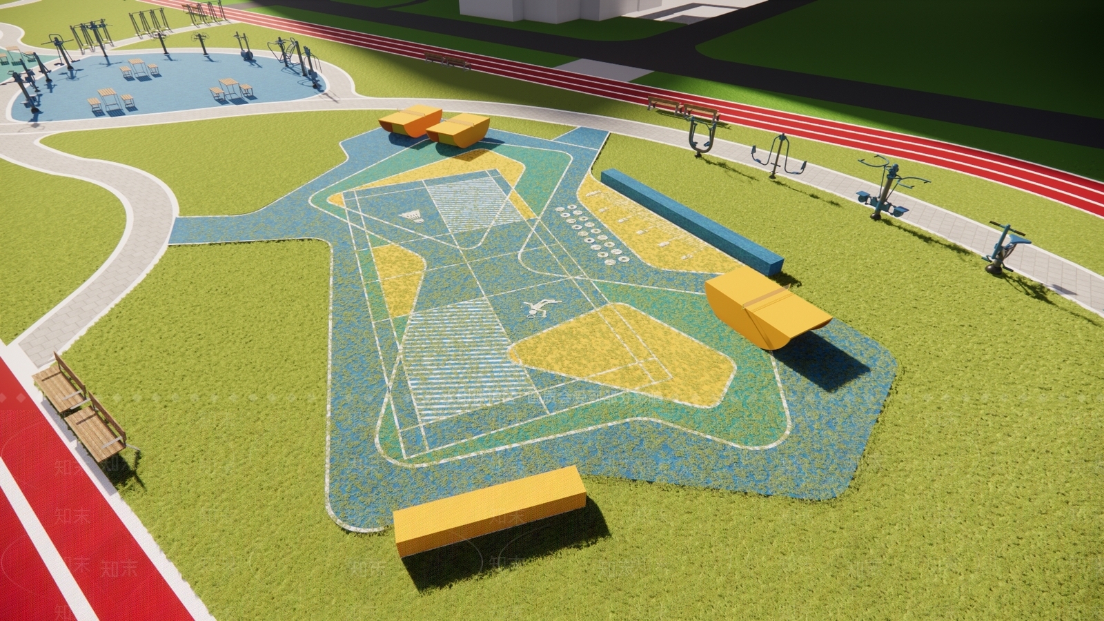 现代运动主题口袋公园SU模型下载【ID:1156640862】