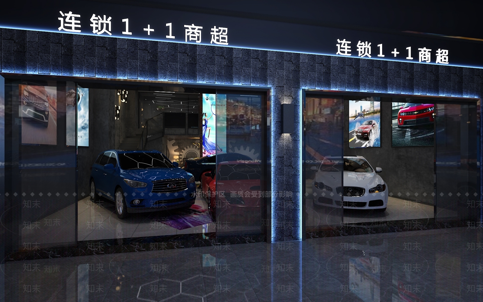 现代汽车4s店门头3D模型下载【ID:1156643110】