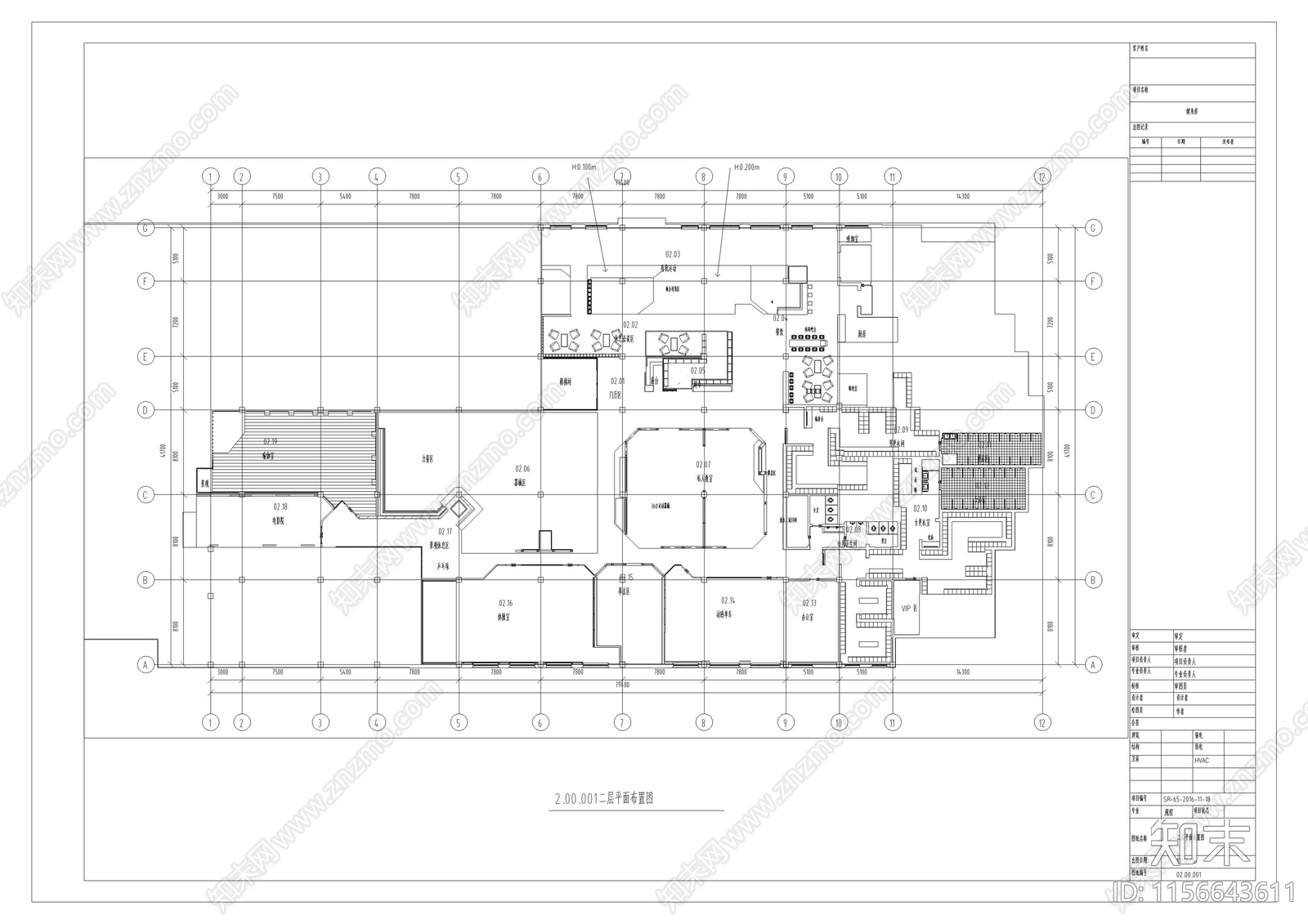 健身房室内cad施工图下载【ID:1156643611】