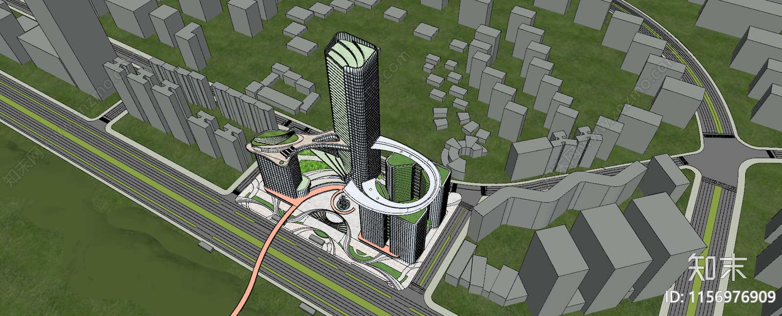 现代高层办公建筑SU模型下载【ID:1156976909】