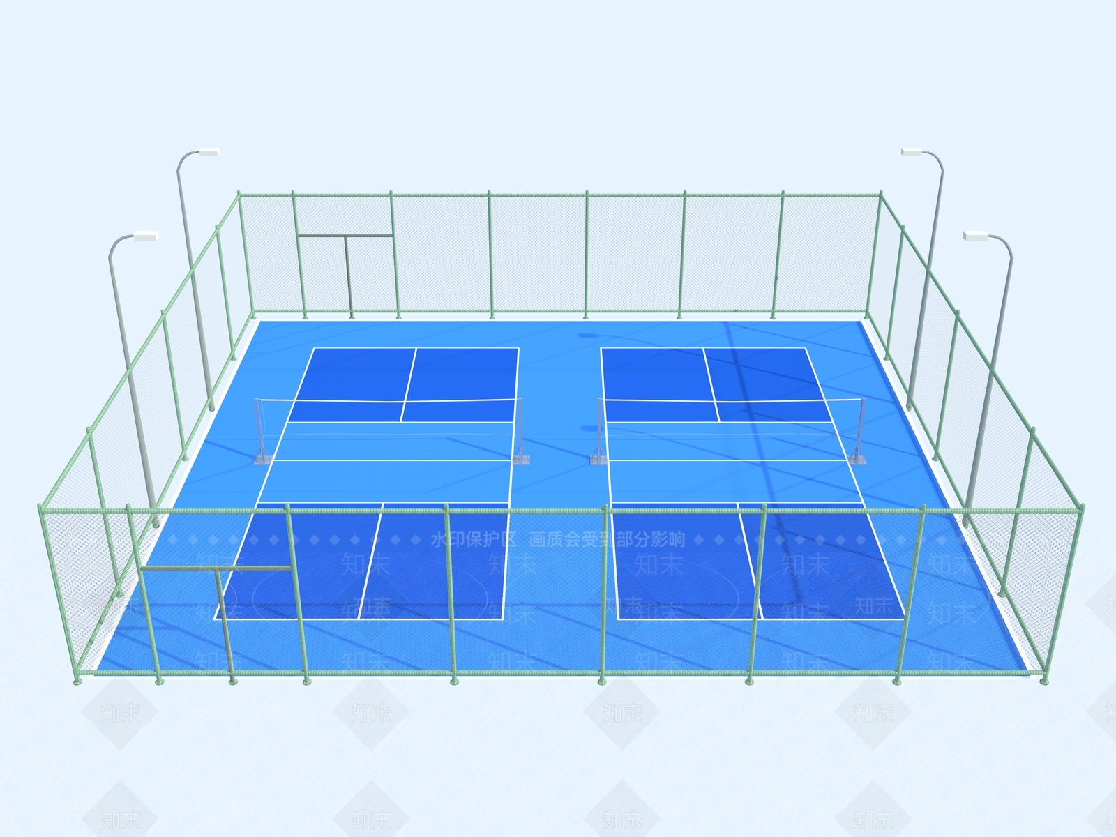 现代户外匹克球场3D模型下载【ID:1156650568】