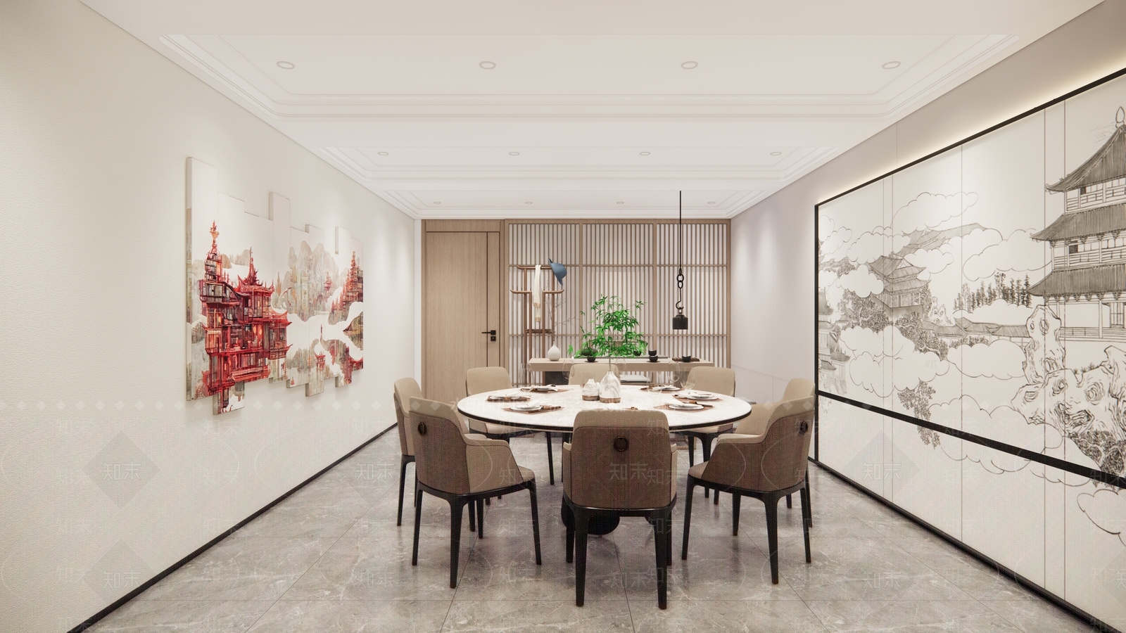 新中式酒鉴馆包间SU模型下载【ID:1156653778】