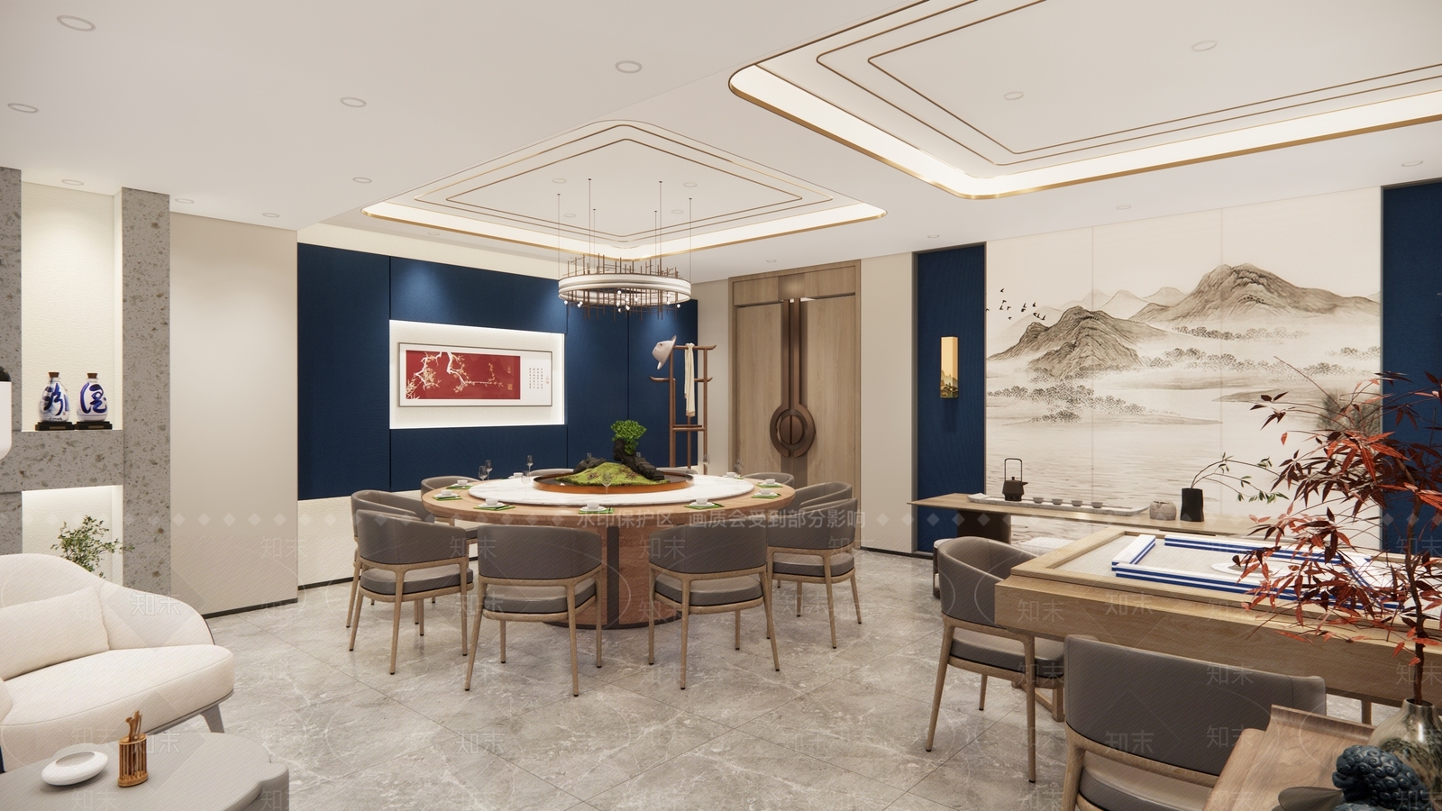 新中式餐饮酒店包厢SU模型下载【ID:1156653816】