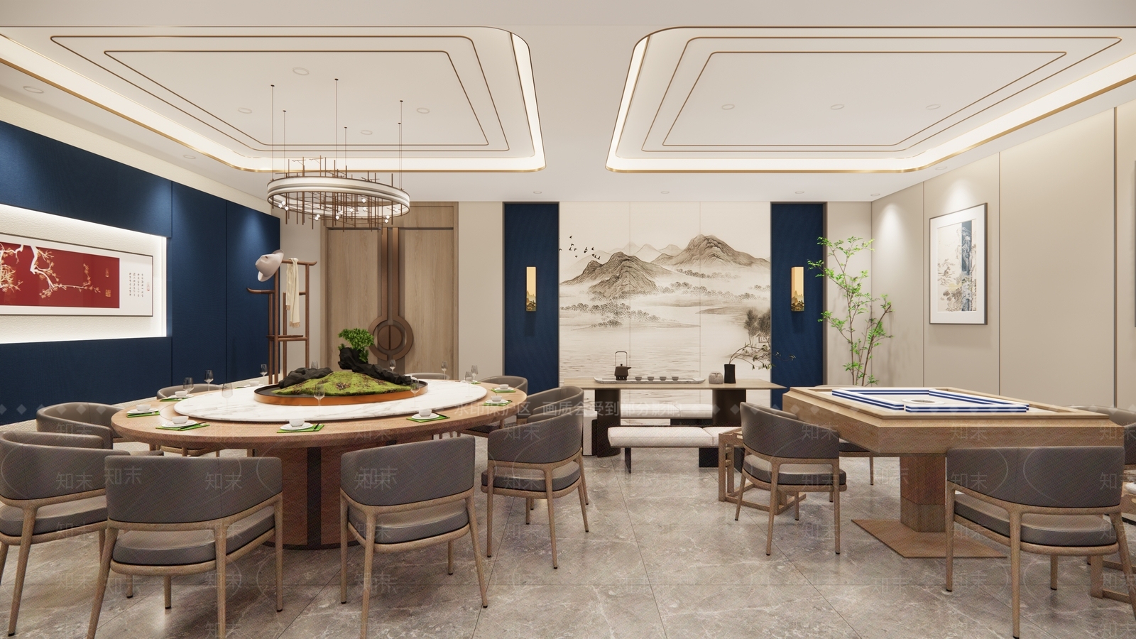 新中式餐饮酒店包厢SU模型下载【ID:1156653816】