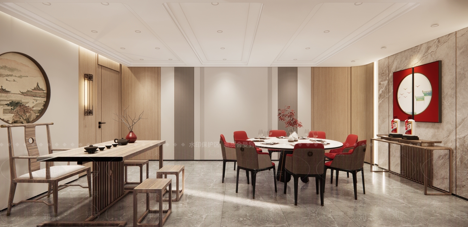 新中式餐饮酒店包厢SU模型下载【ID:1156653973】