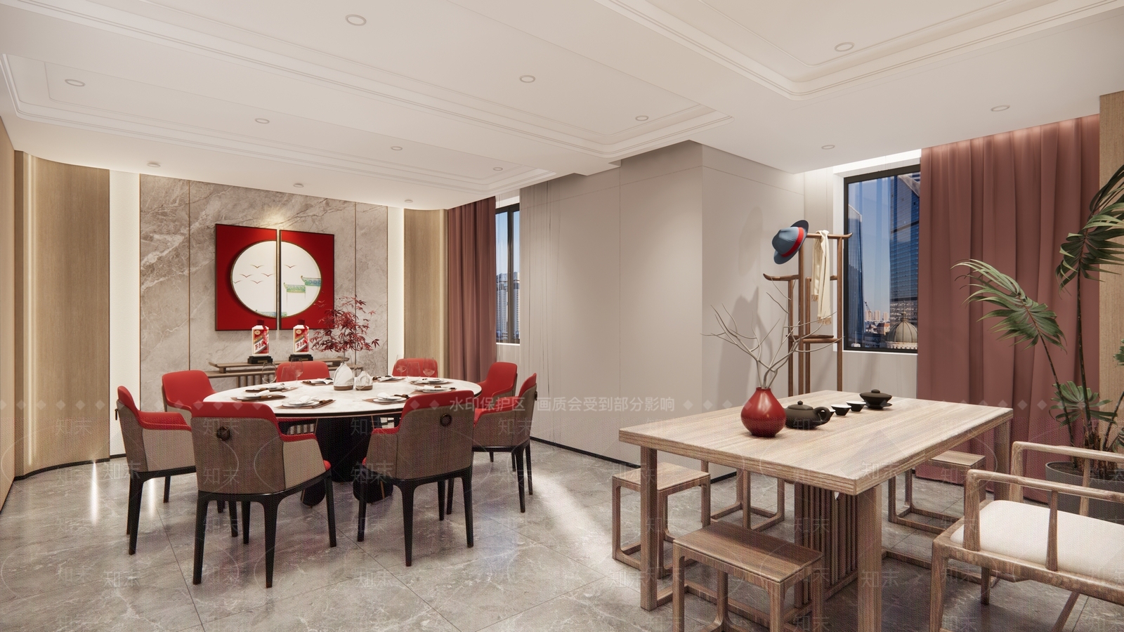 新中式餐饮酒店包厢SU模型下载【ID:1156653973】