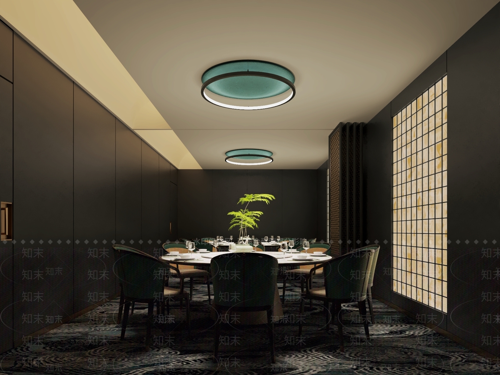 新中式酒店餐厅包厢SU模型下载【ID:1156654385】