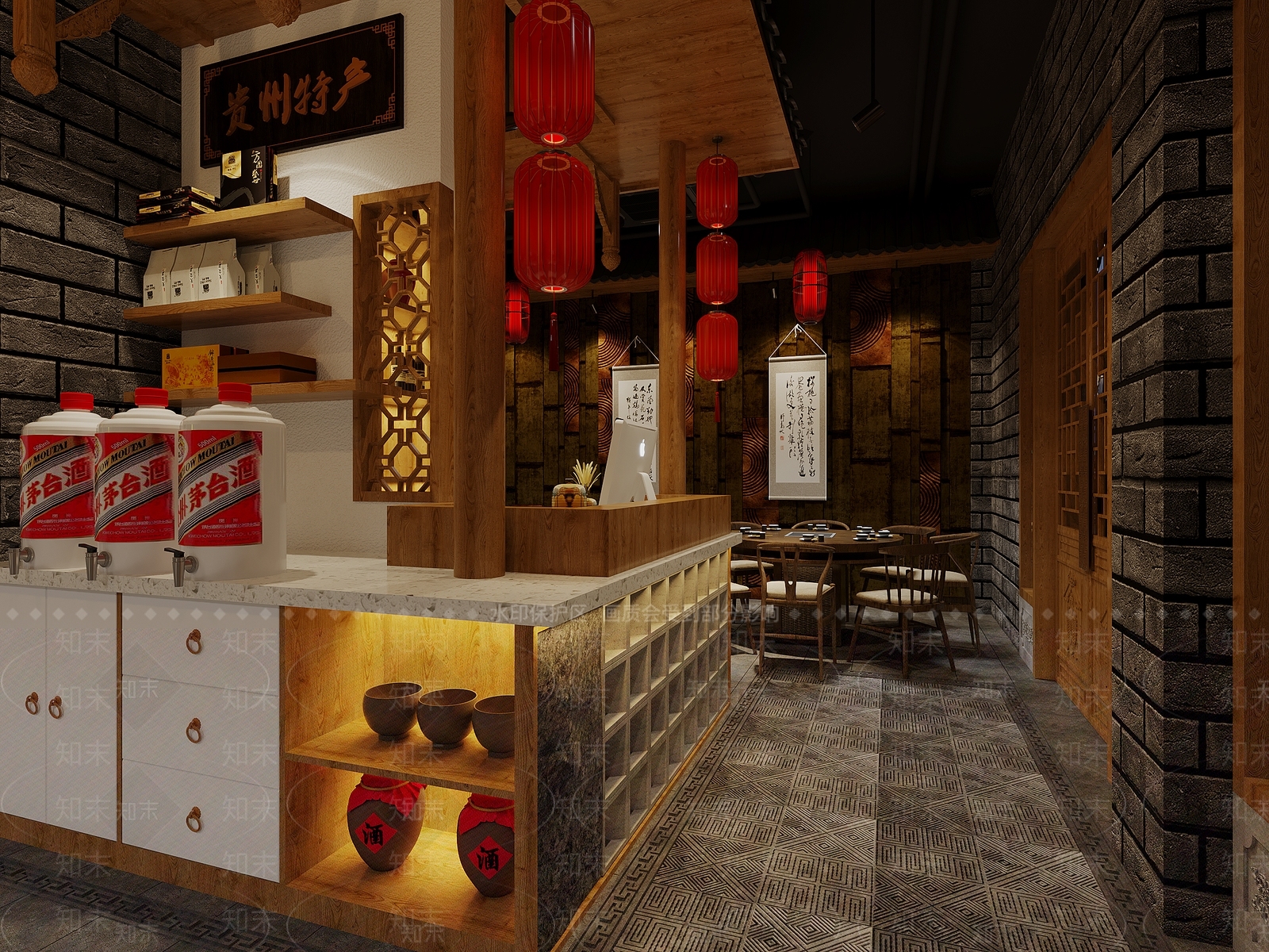 新中式复古火锅店3D模型下载【ID:1156659032】