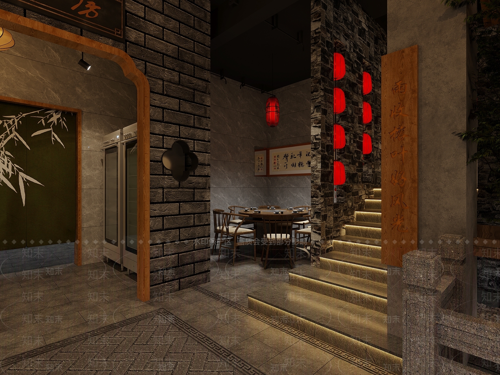 新中式复古火锅店3D模型下载【ID:1156659032】