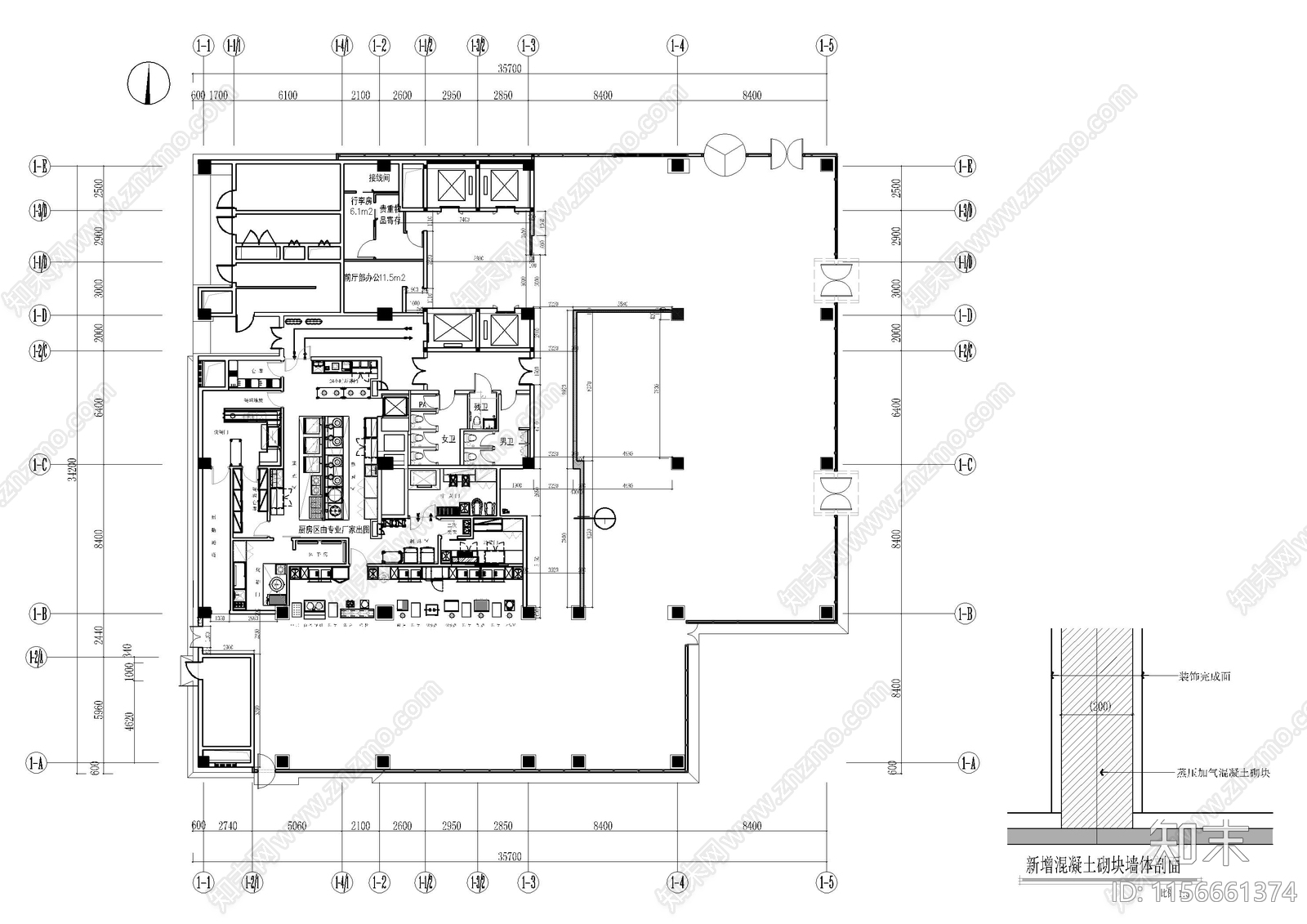 民宿大堂自助餐厅cad施工图下载【ID:1156661374】