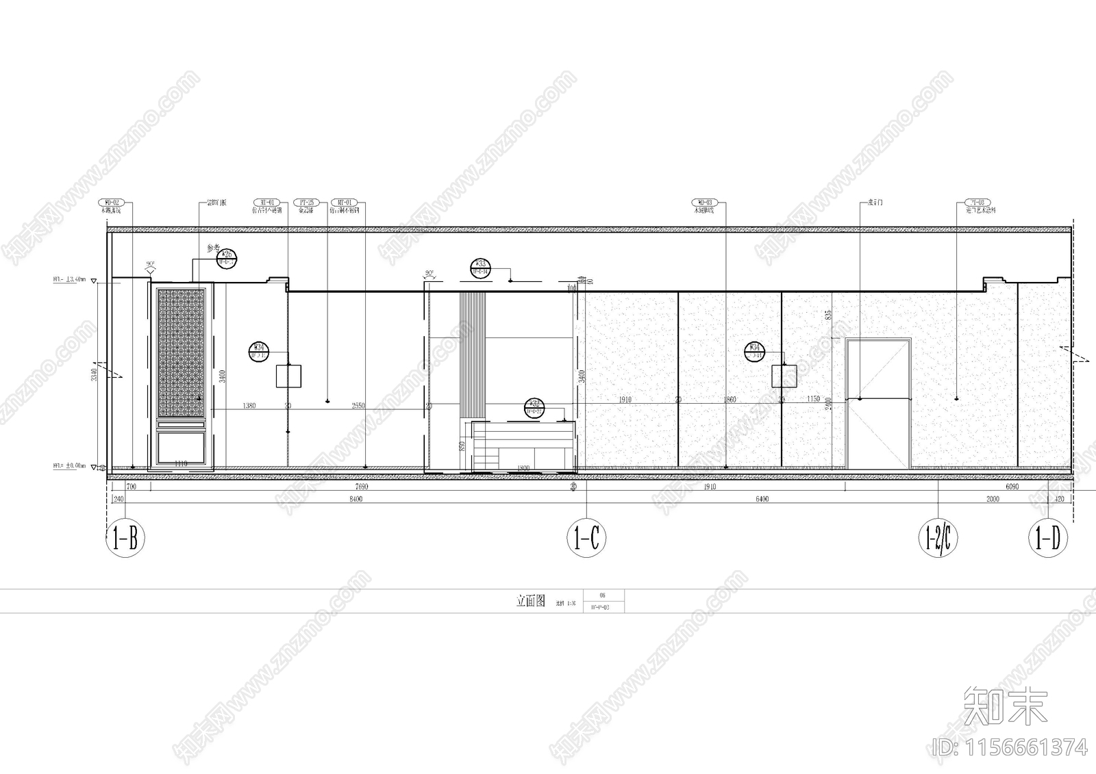 民宿大堂自助餐厅cad施工图下载【ID:1156661374】