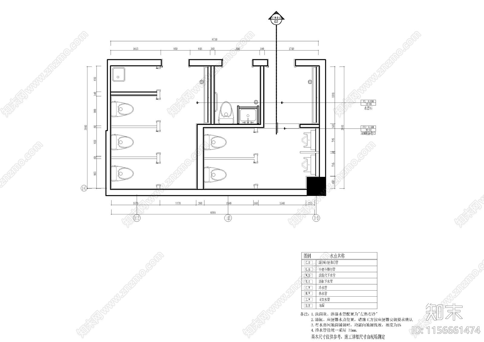 现代公共卫生间cad施工图下载【ID:1156661474】