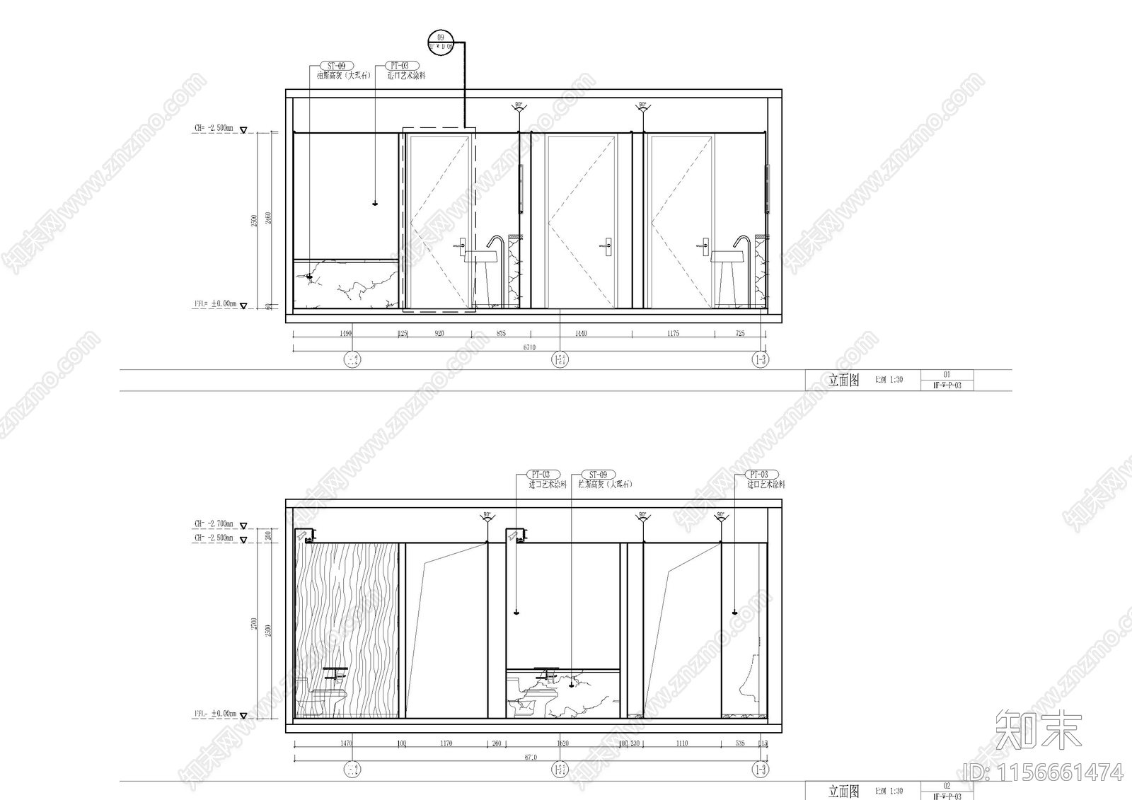 现代公共卫生间cad施工图下载【ID:1156661474】