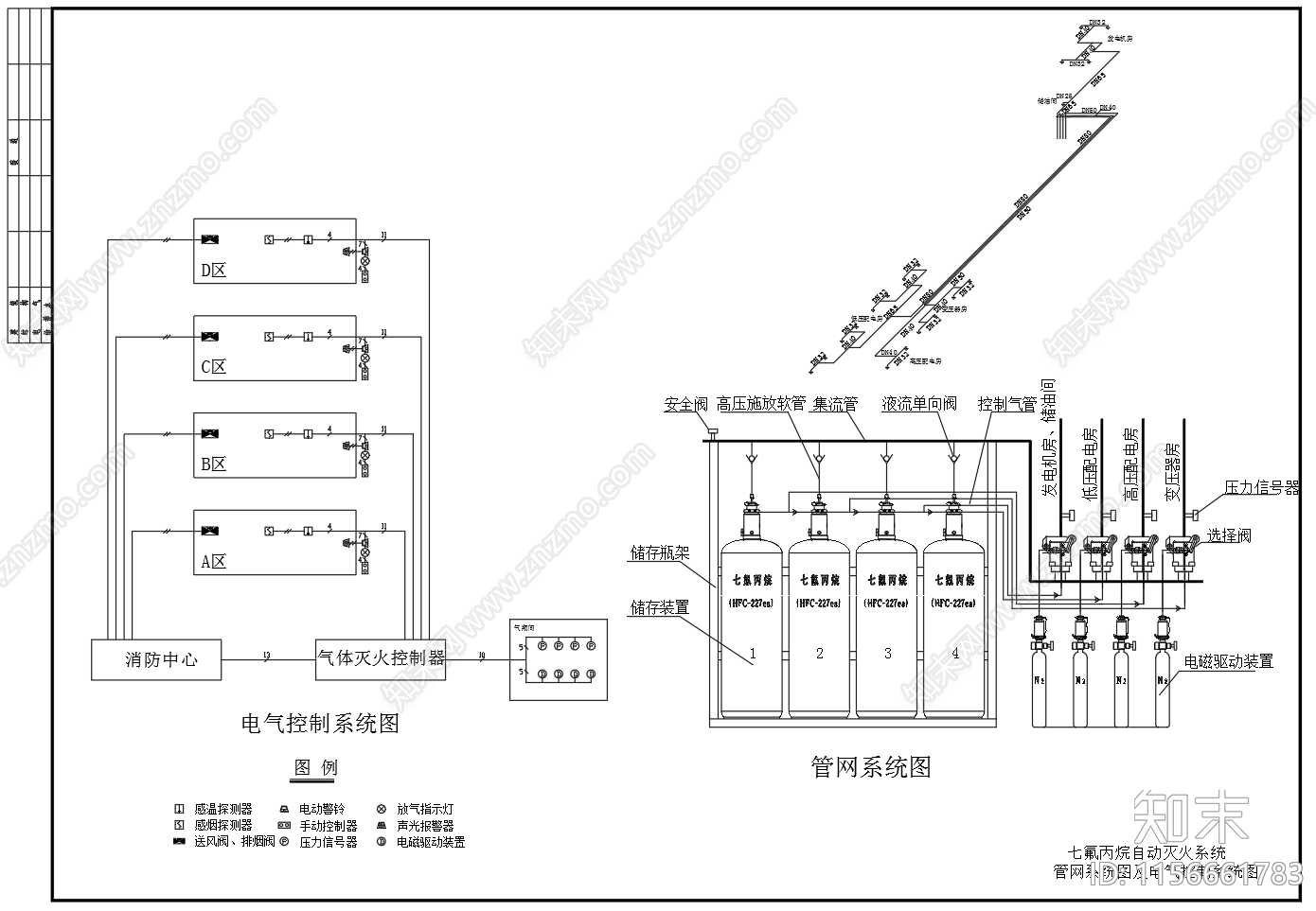 七氟丙烷气体电气灭火系统设计图施工图下载【ID:1156661783】