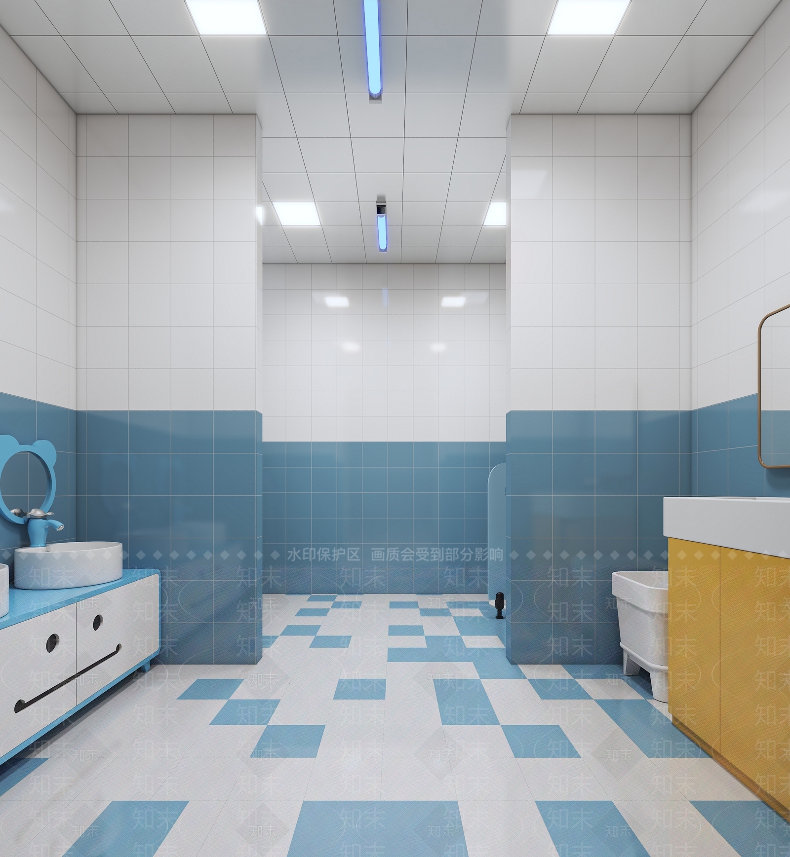 现代幼儿园卫生间3D模型下载【ID:1156662064】