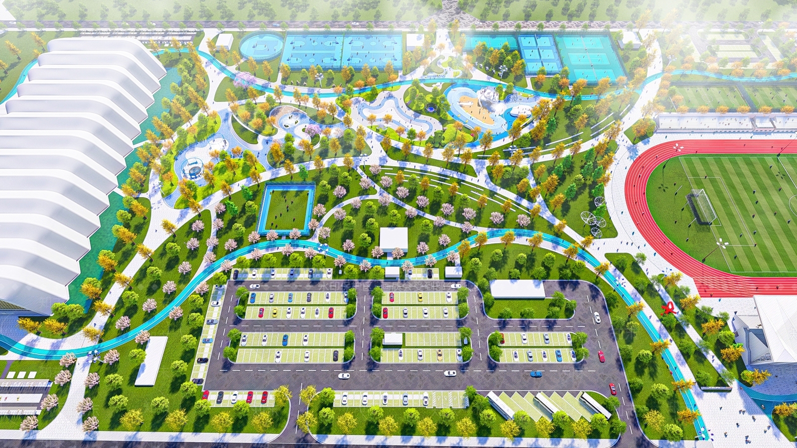 钟祥现代体育公园SU模型下载【ID:1156662507】