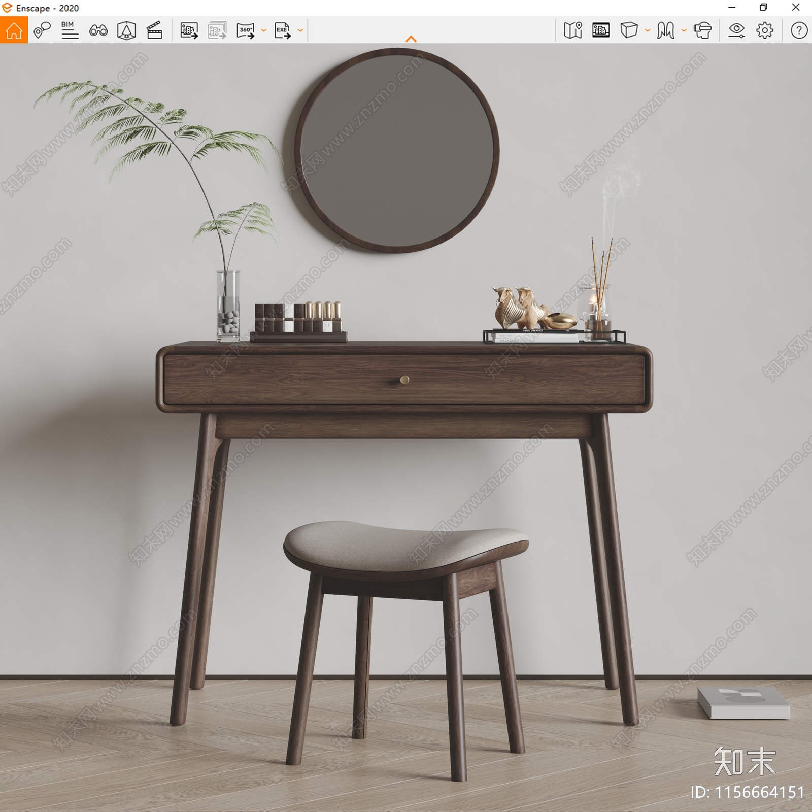 现代梳妆台SU模型下载【ID:1156664151】